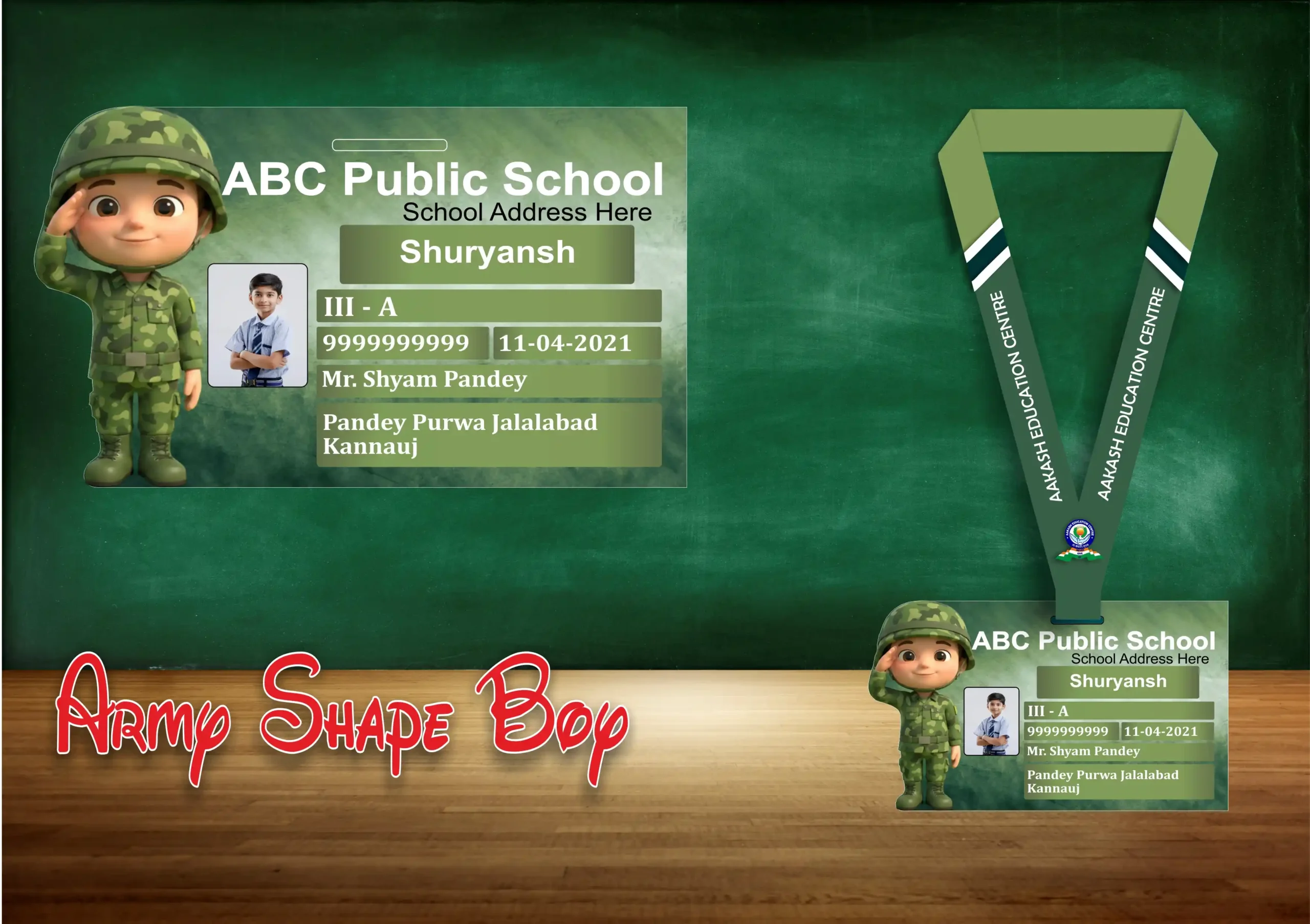 Army Shape Boy Acrlic Id card Army Shape Boy Acrylic ID Card - Image 1