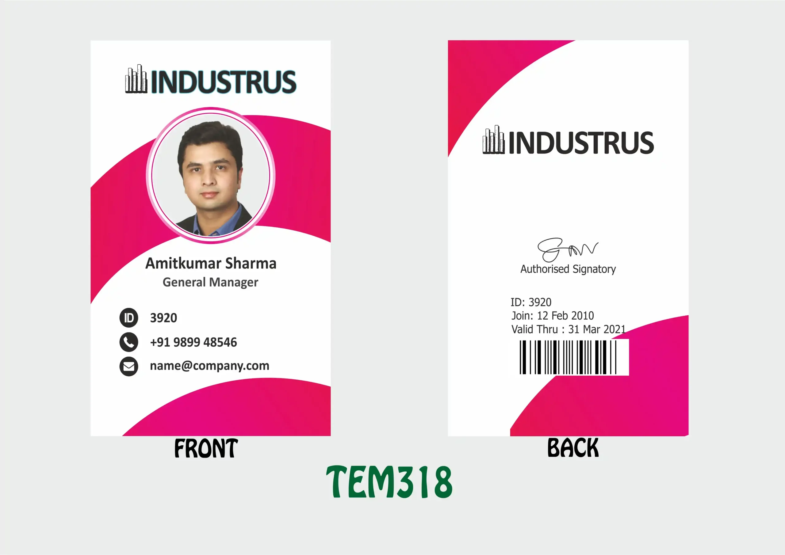 TEM-318 ID Card - TEM318 - Image 1