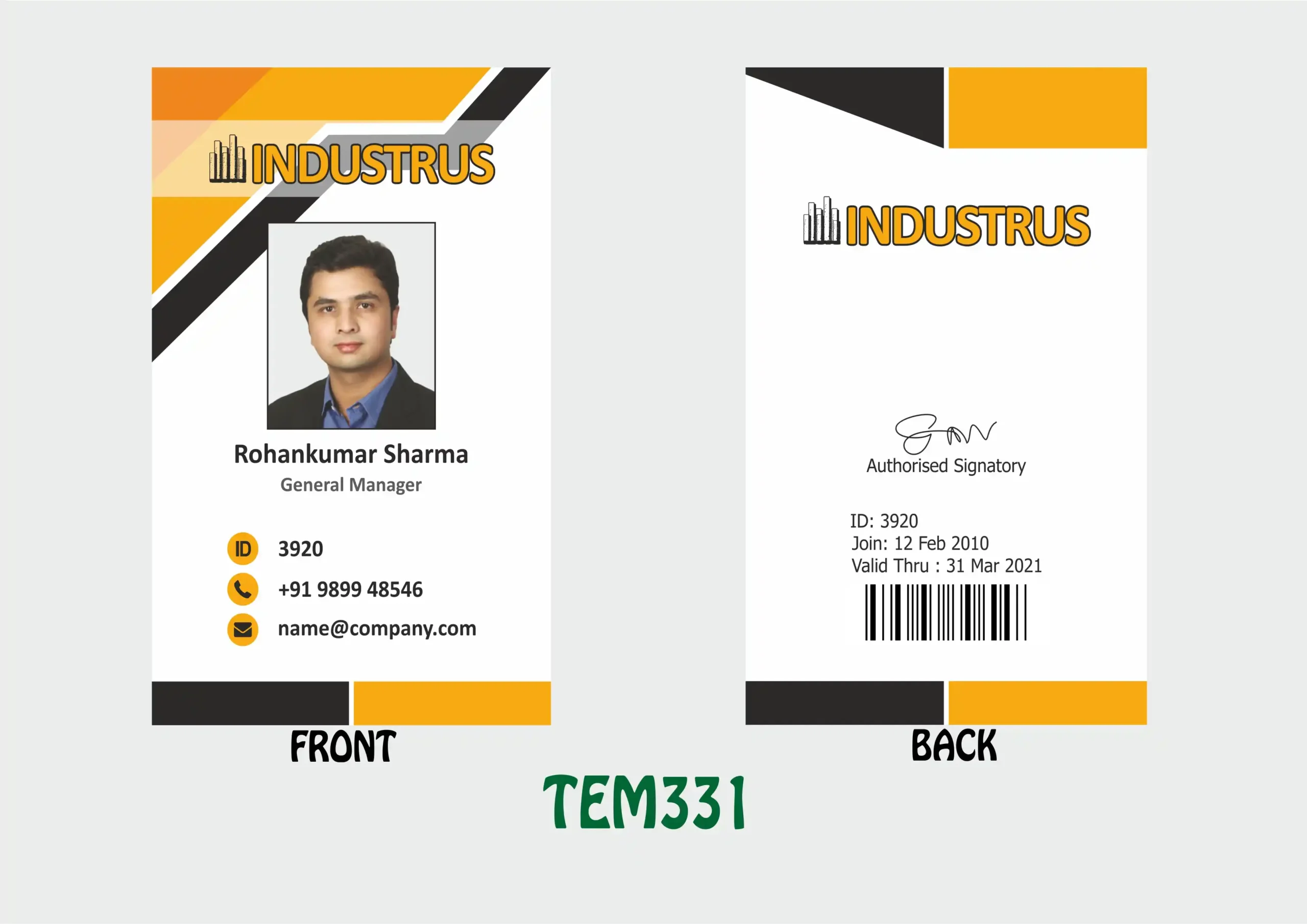 TEM-331 ID Card - TEM331 - Image 1