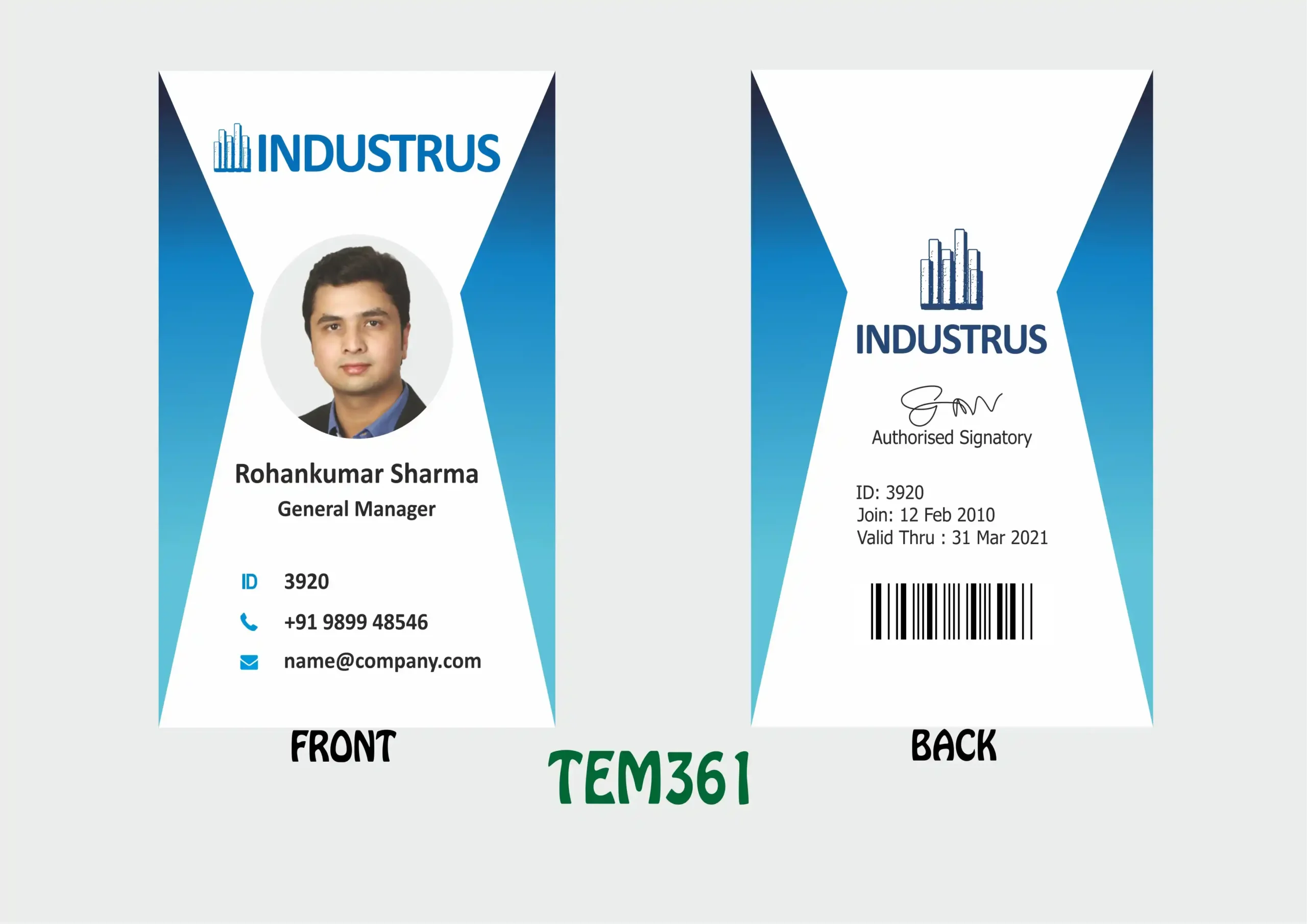 TEM-361 ID Card - TEM361 - Image 1
