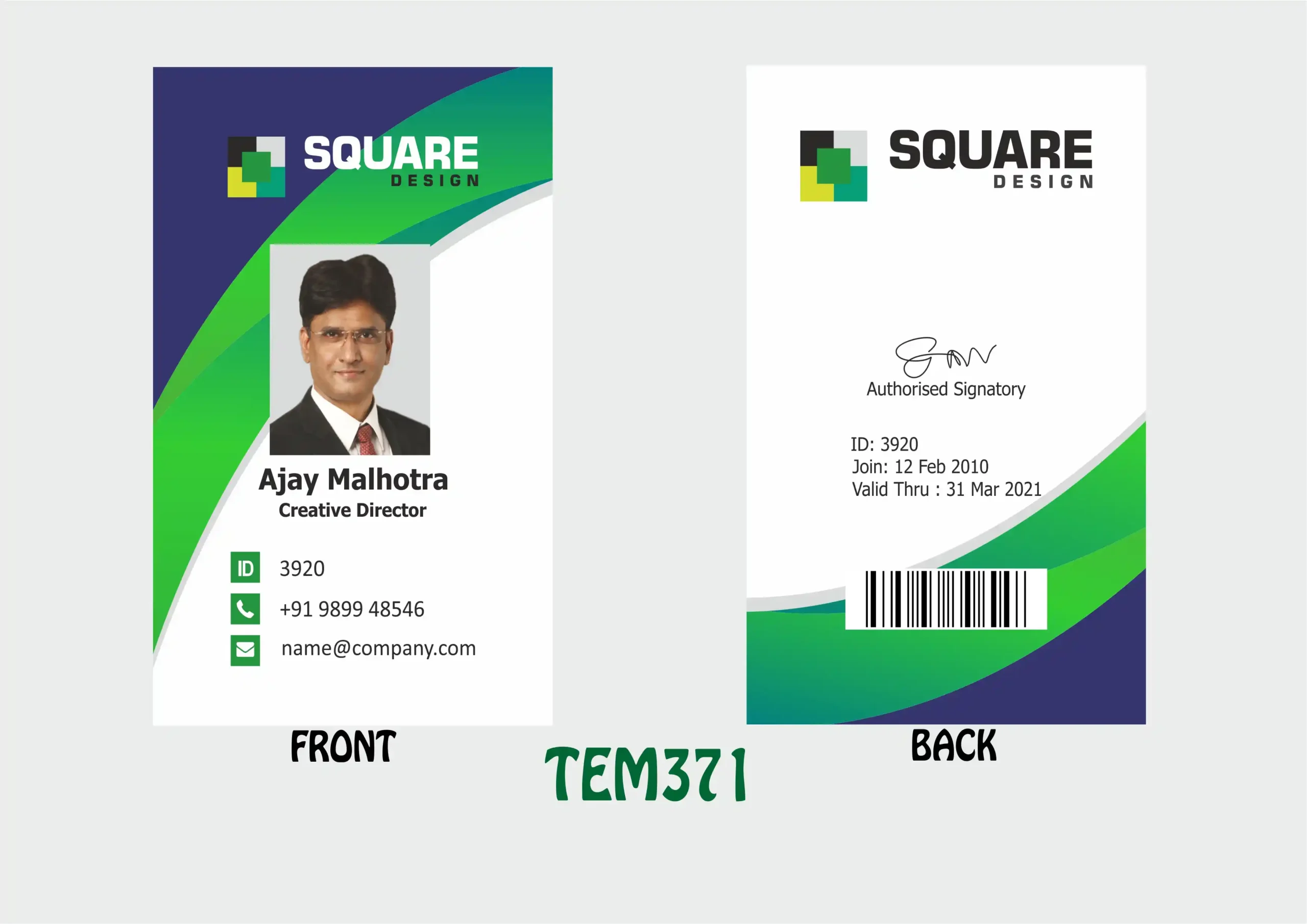 TEM-371 ID Card - TEM371 - Image 1