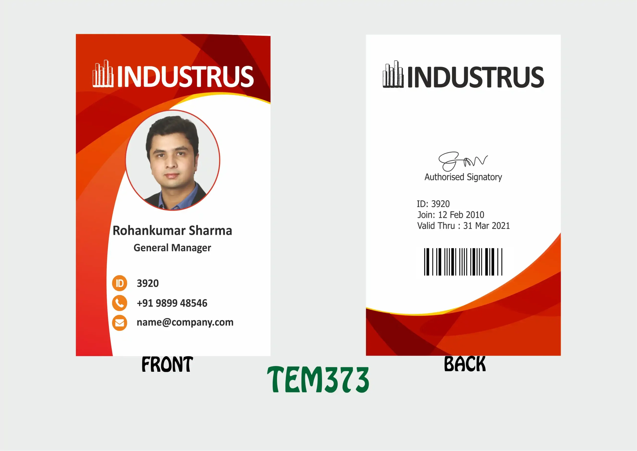 TEM-373 ID Card - TEM373 - Image 1