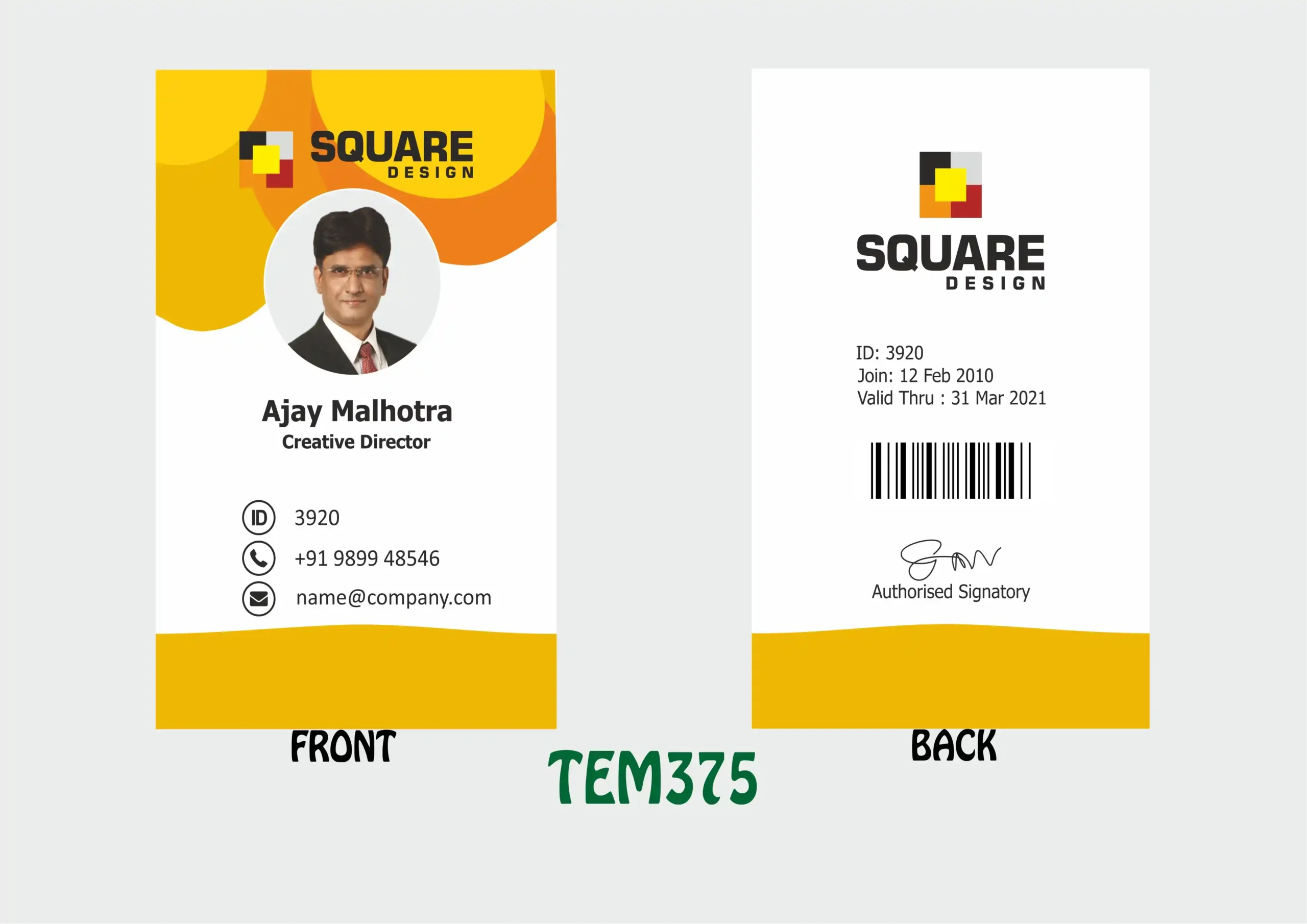 TEM-375 ID Card - TEM375 - Image 1