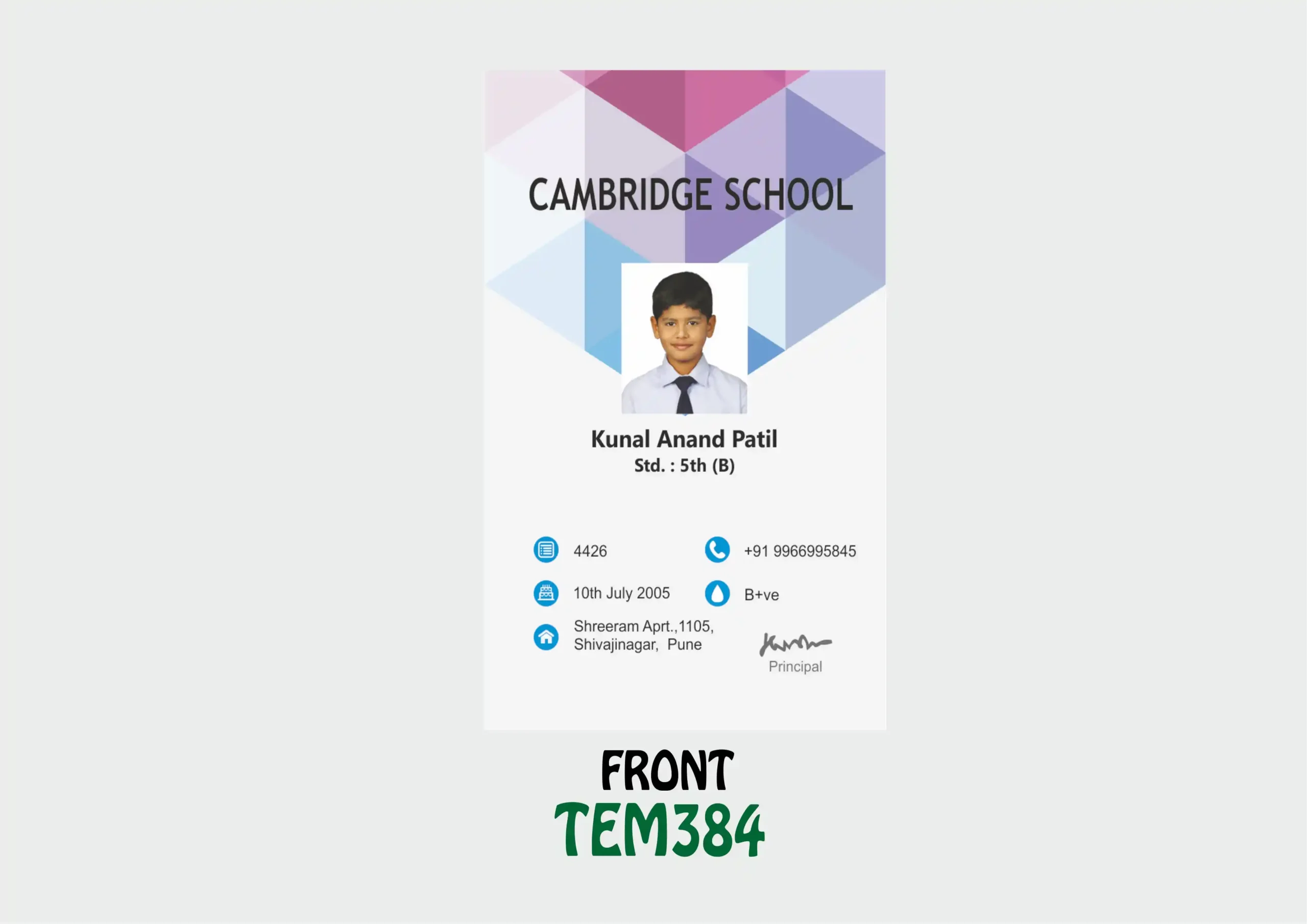 TEM-384 ID Card - TEM384 - Image 1