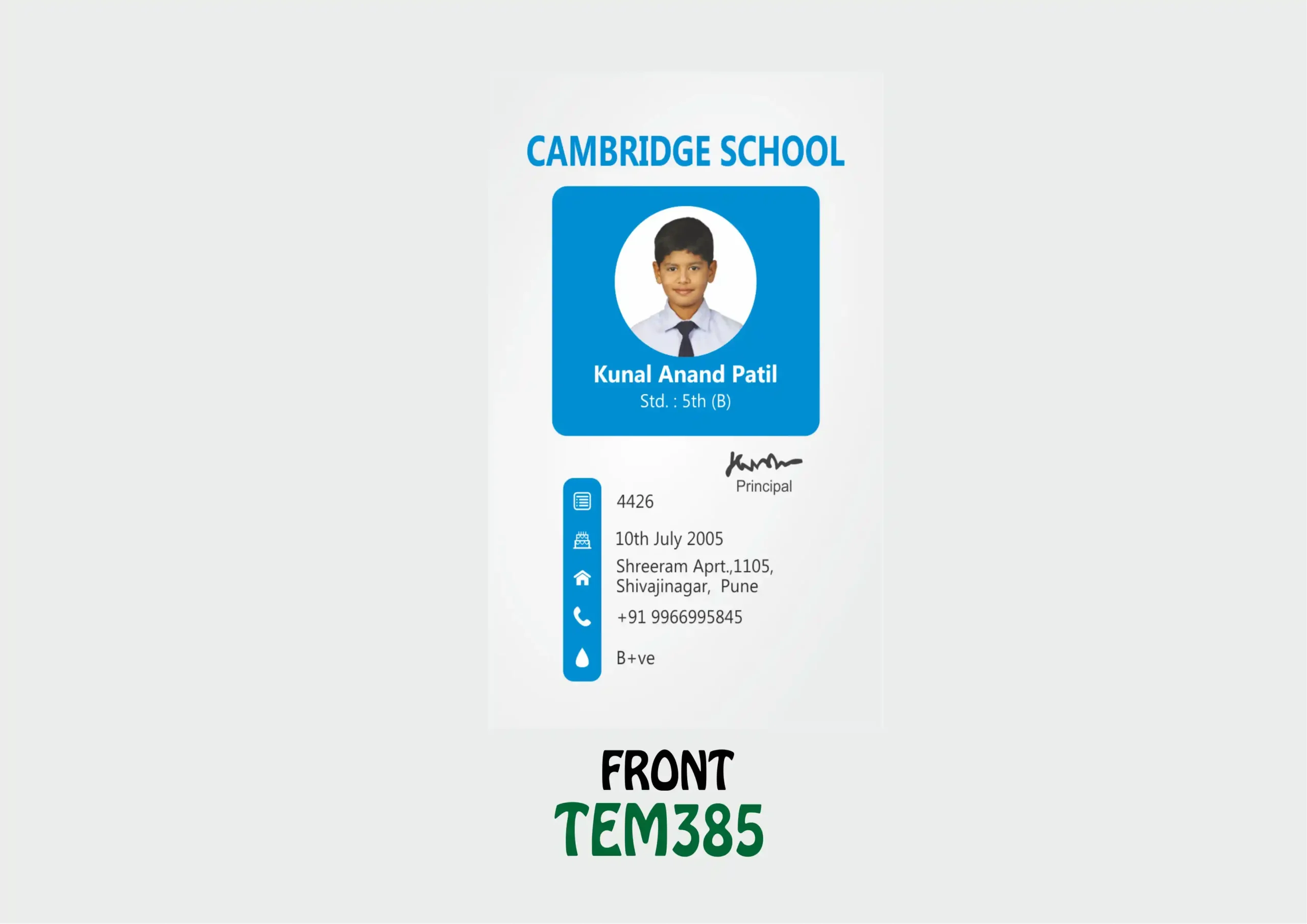 TEM-385 ID Card - TEM385 - Image 1