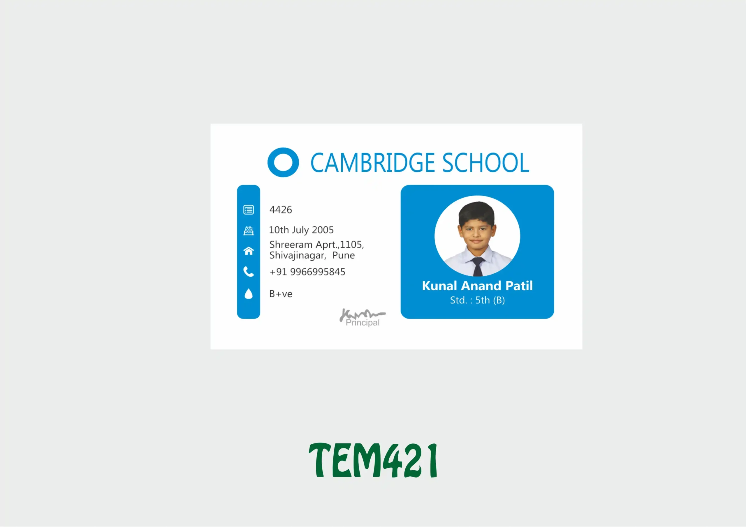 TEM-421 ID Card - TEM421 - Image 1