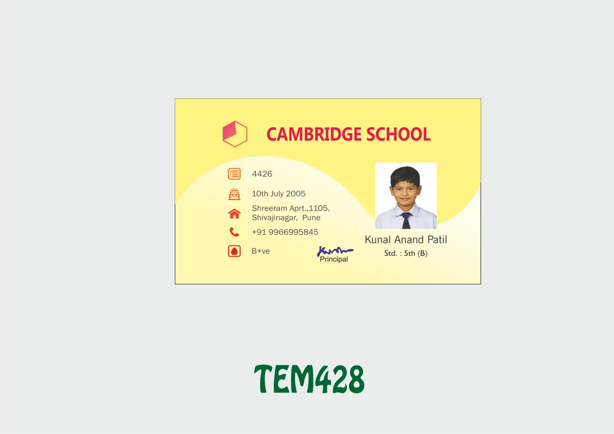 TEM-428 ID Card - TEM428 - Image 1