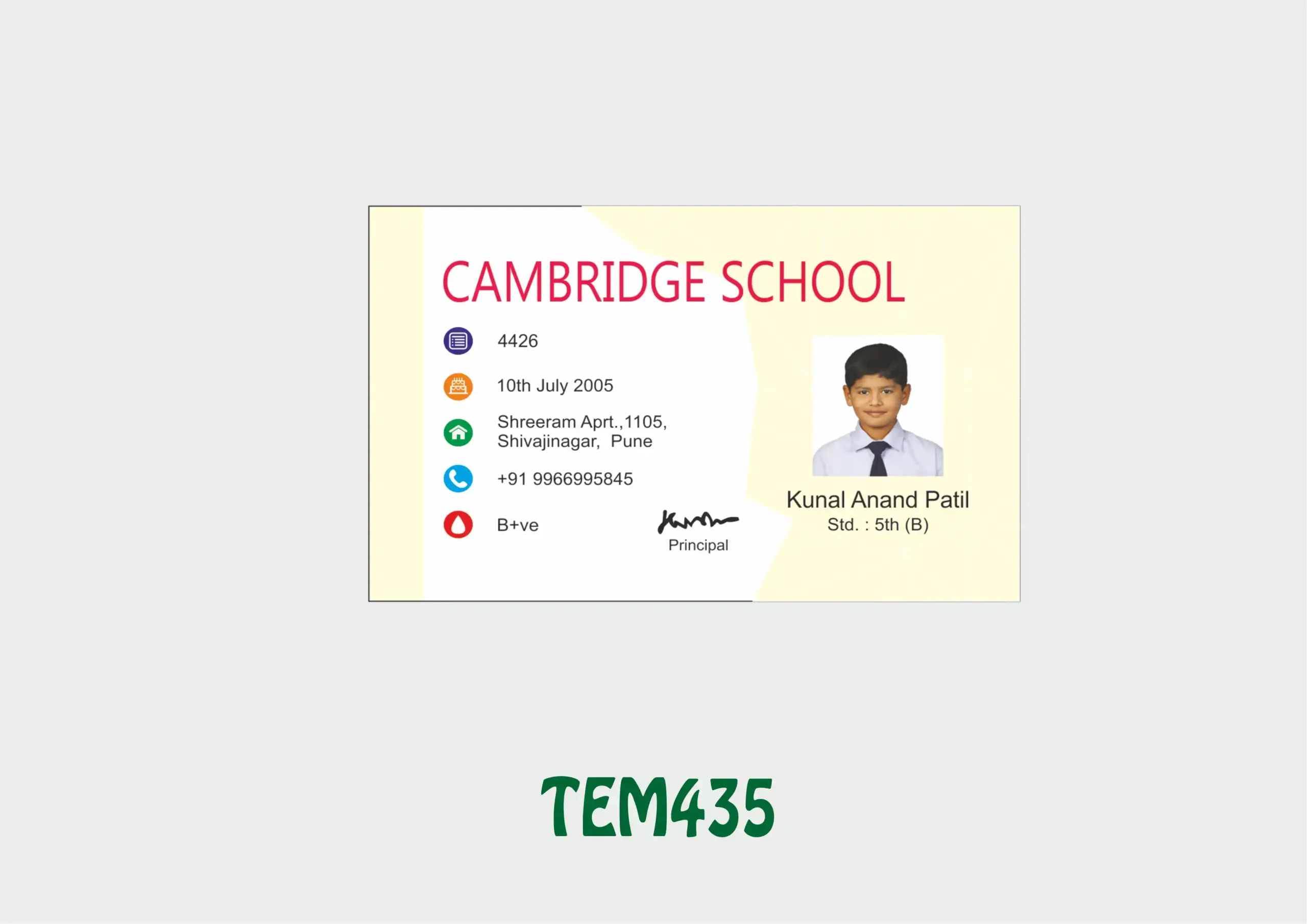 TEM-435 ID Card - TEM435 - Image 1