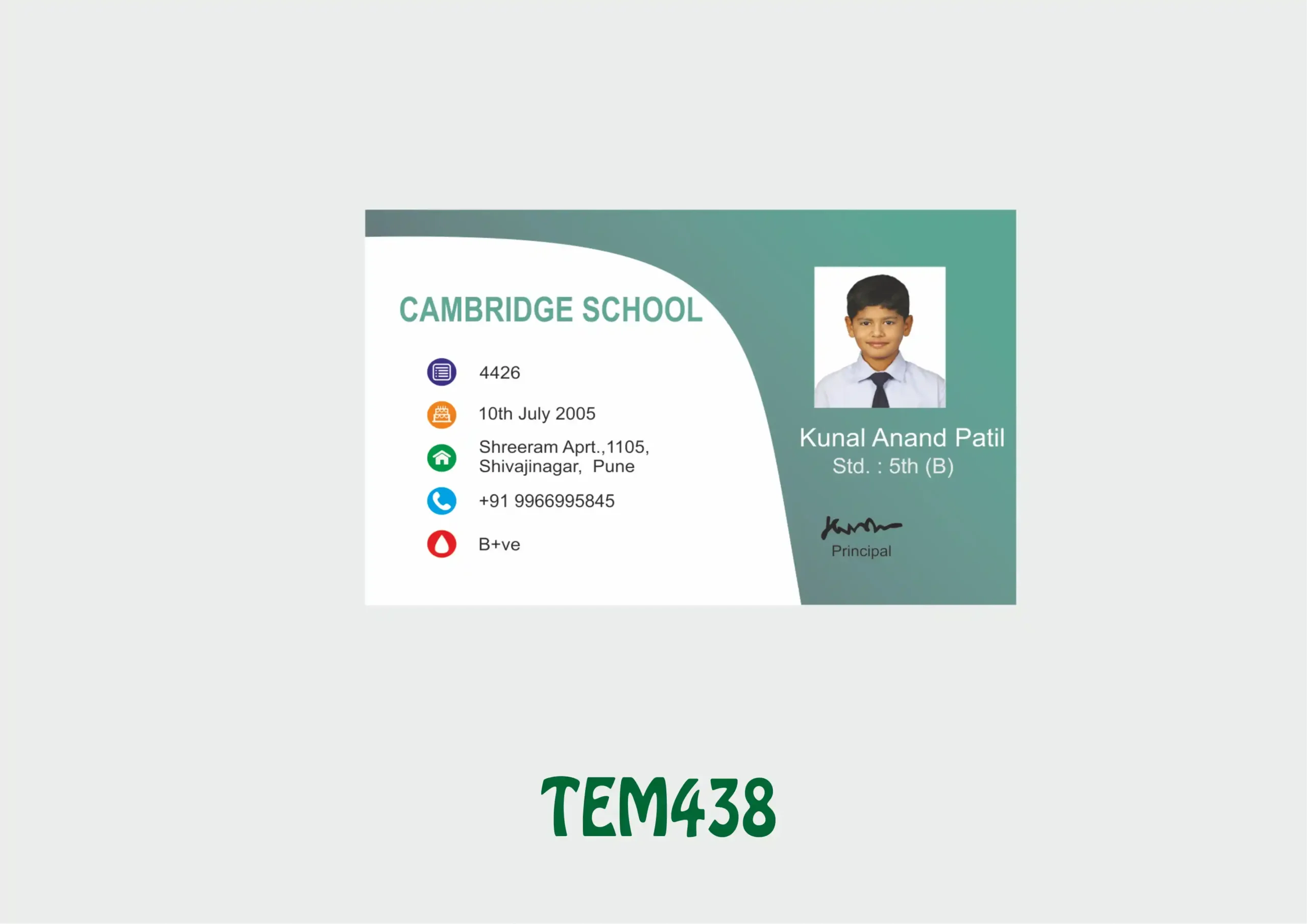 TEM-438 ID Card - TEM438 - Image 1
