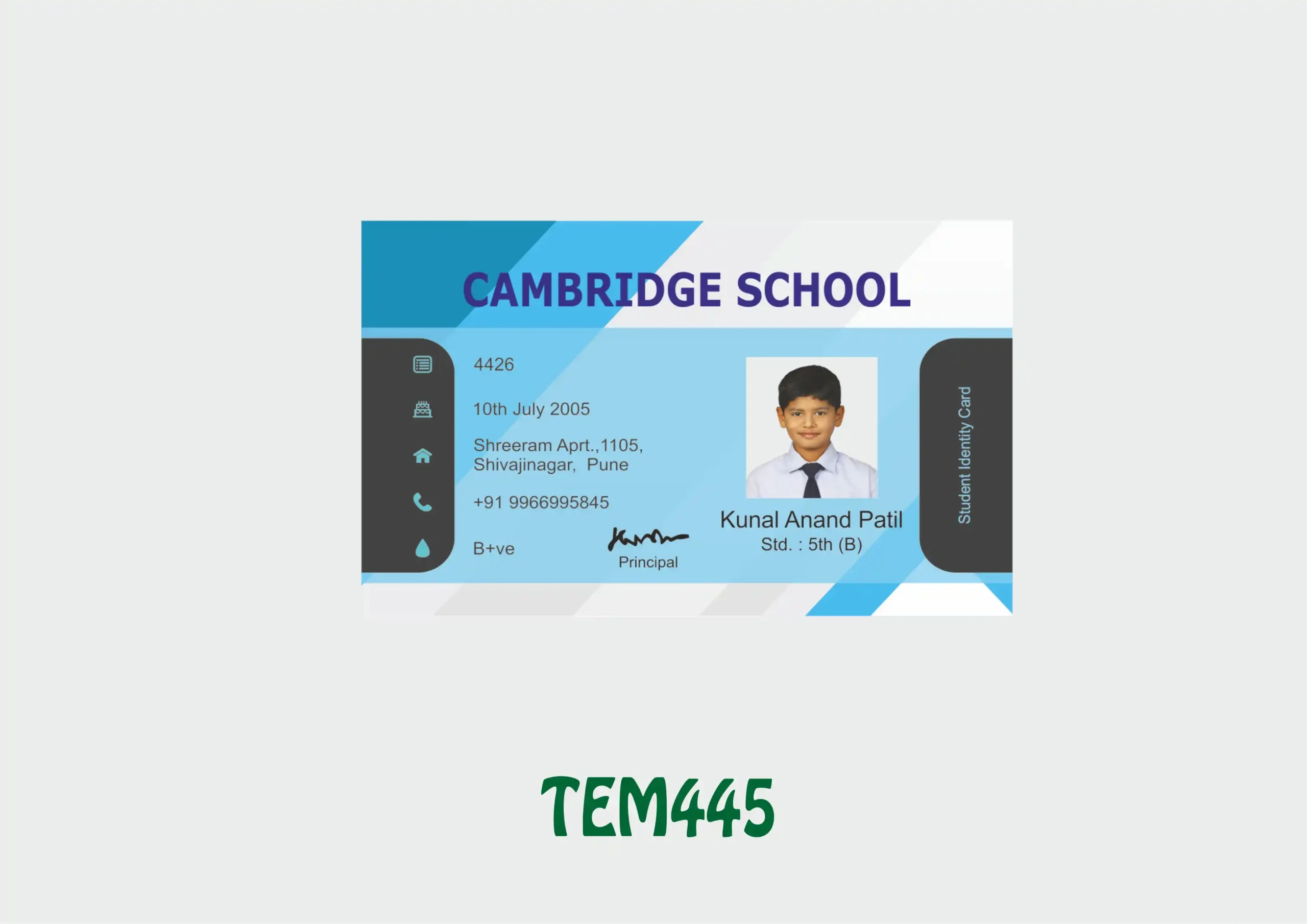 TEM-445 ID Card - TEM445 - Image 1