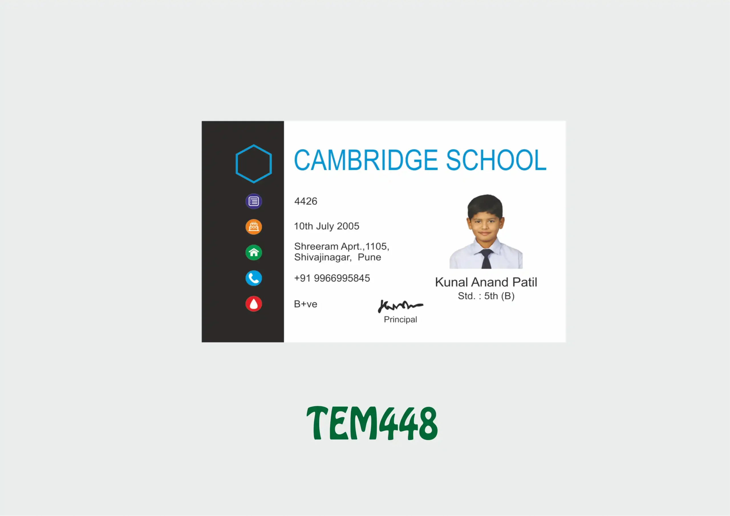 TEM-448 ID Card - TEM448 - Image 1