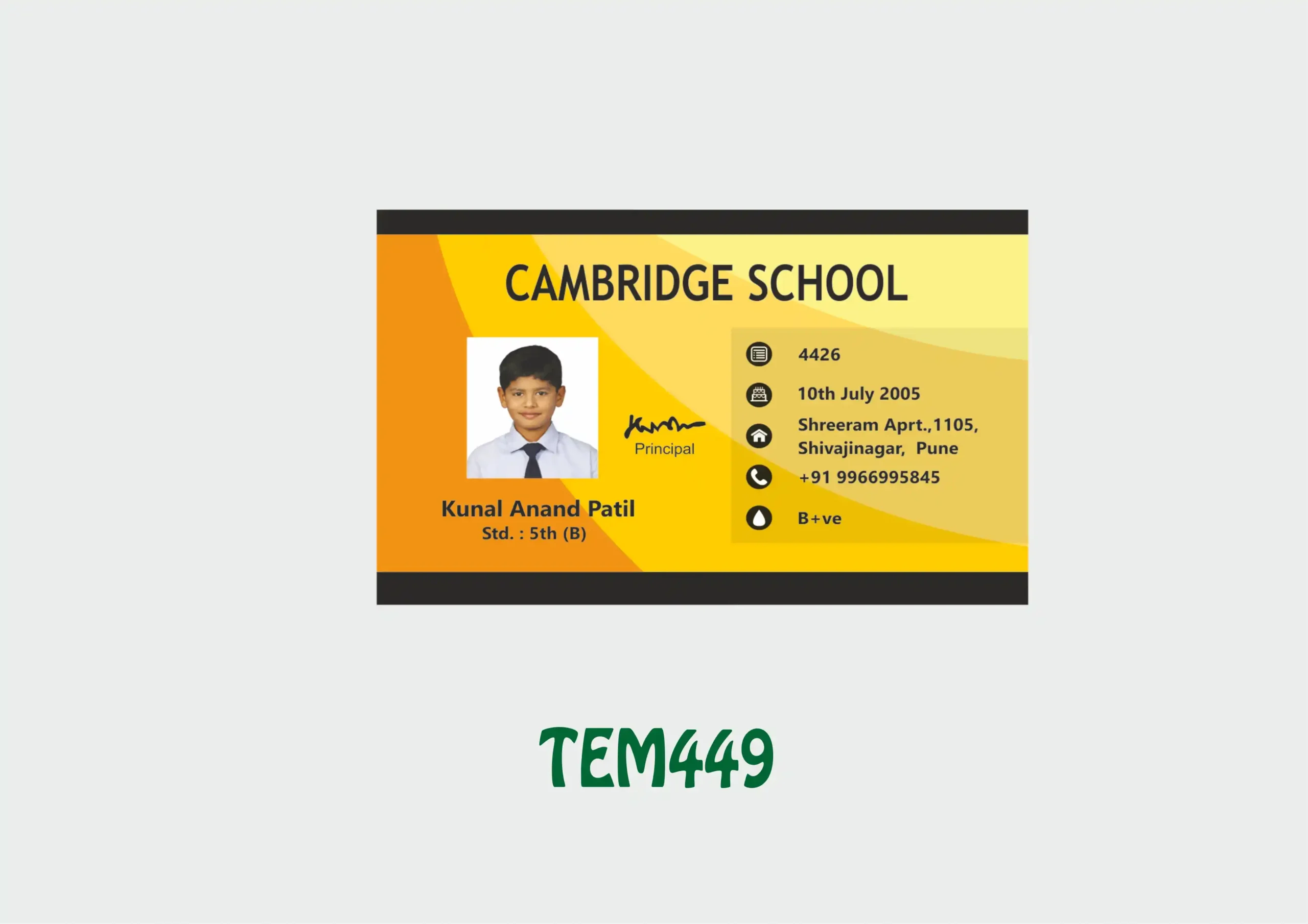 TEM-449 ID Card - TEM449 - Image 1