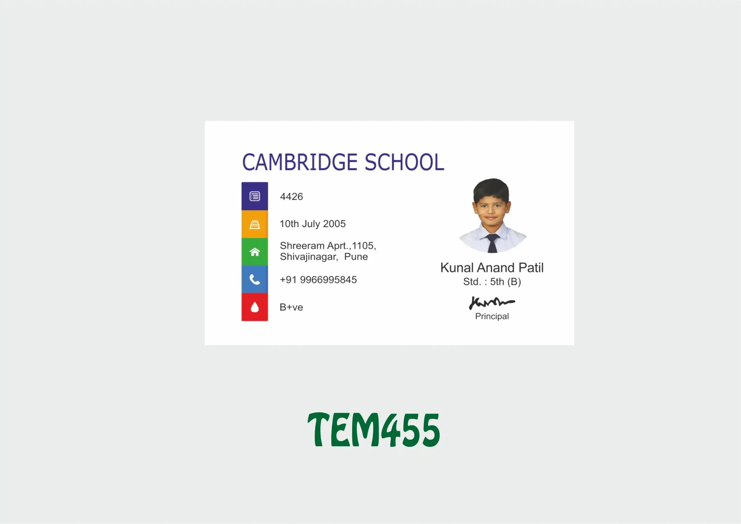 TEM-455 ID Card - TEM455 - Image 1