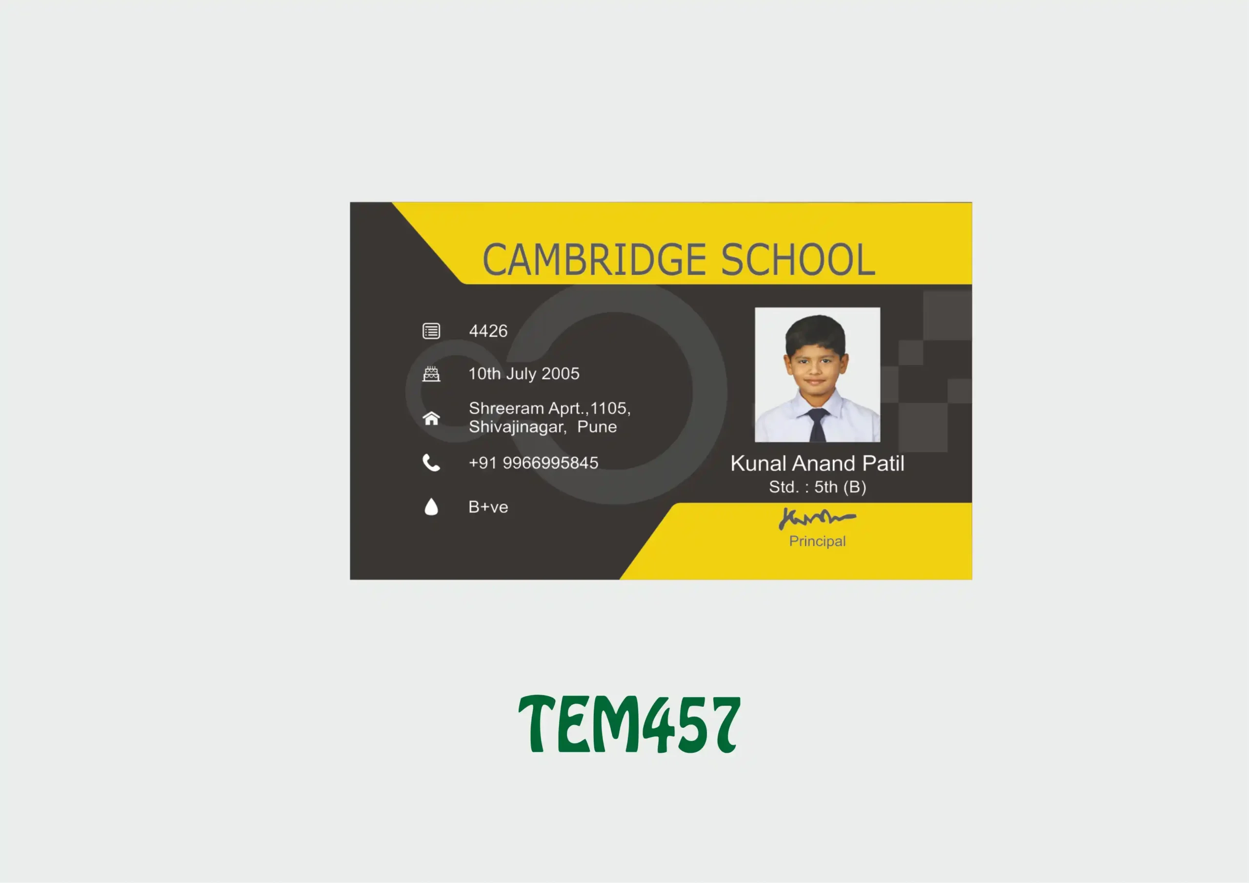 TEM-457 ID Card - TEM457 - Image 1