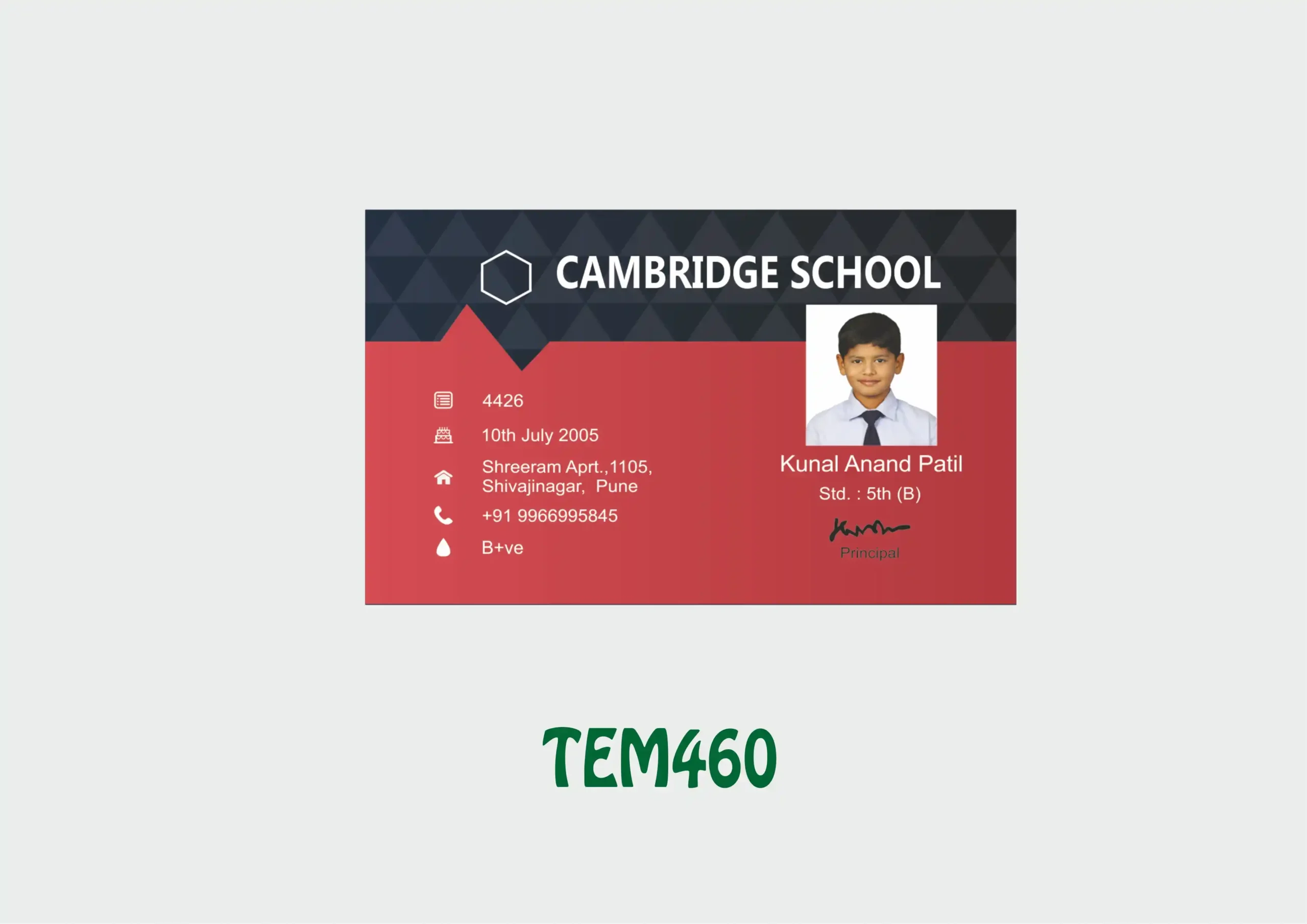 TEM-460 ID Card - TEM460 - Image 1