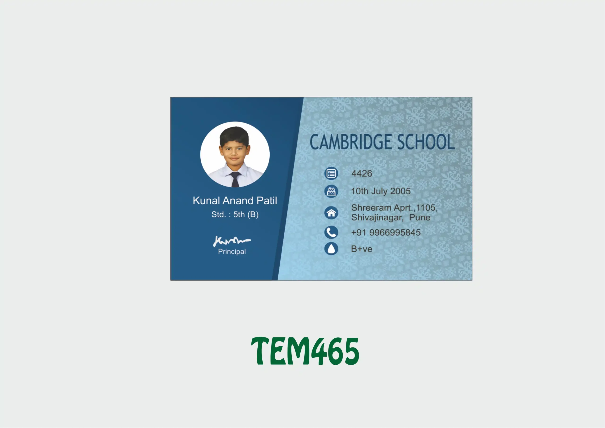 TEM-465 ID Card - TEM465 - Image 1