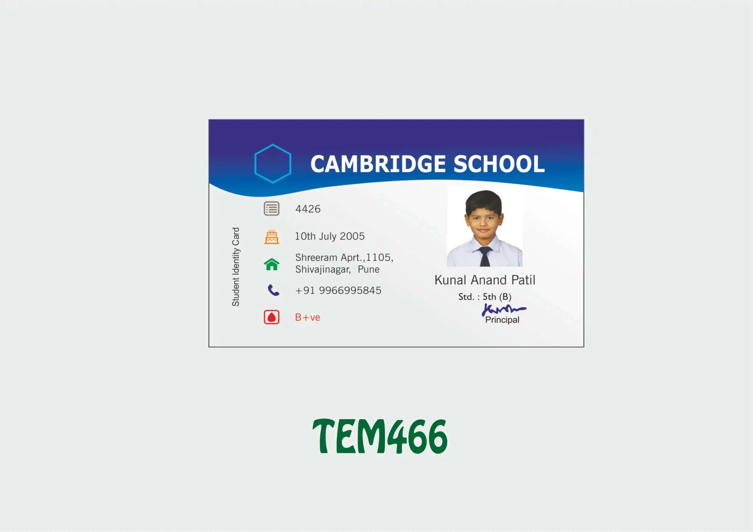 TEM-466 ID Card - TEM466 - Image 1