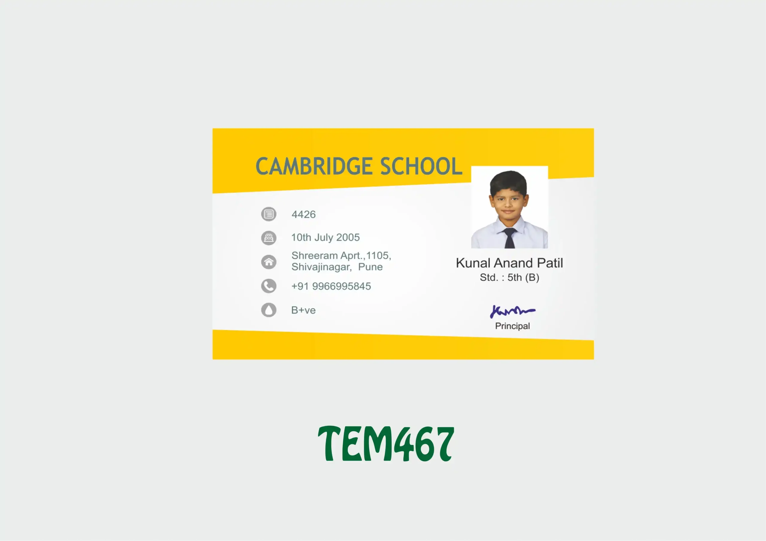 TEM-467 ID Card - TEM467 - Image 1
