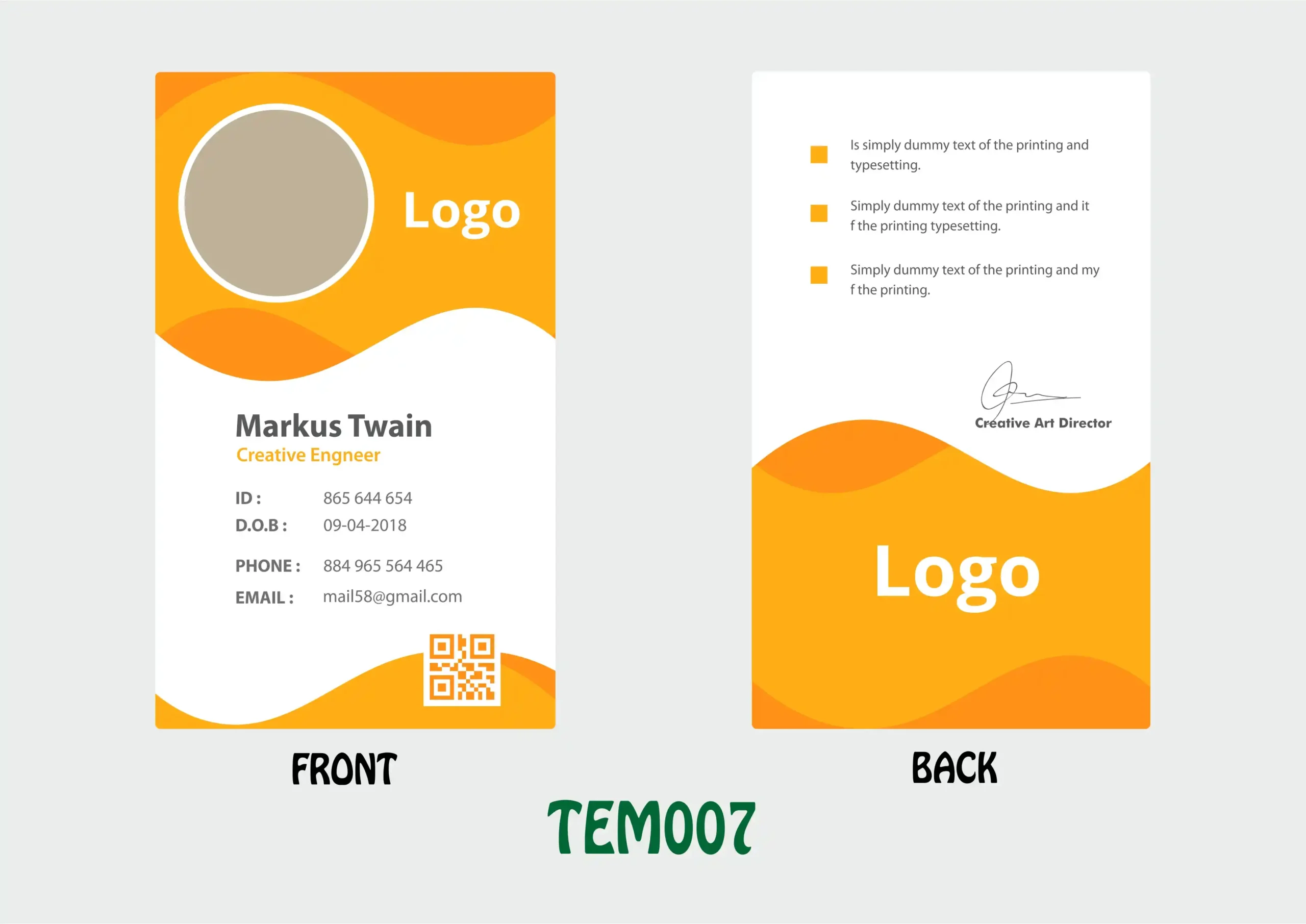 TEM007 ID Card - TEM007 - Image 1