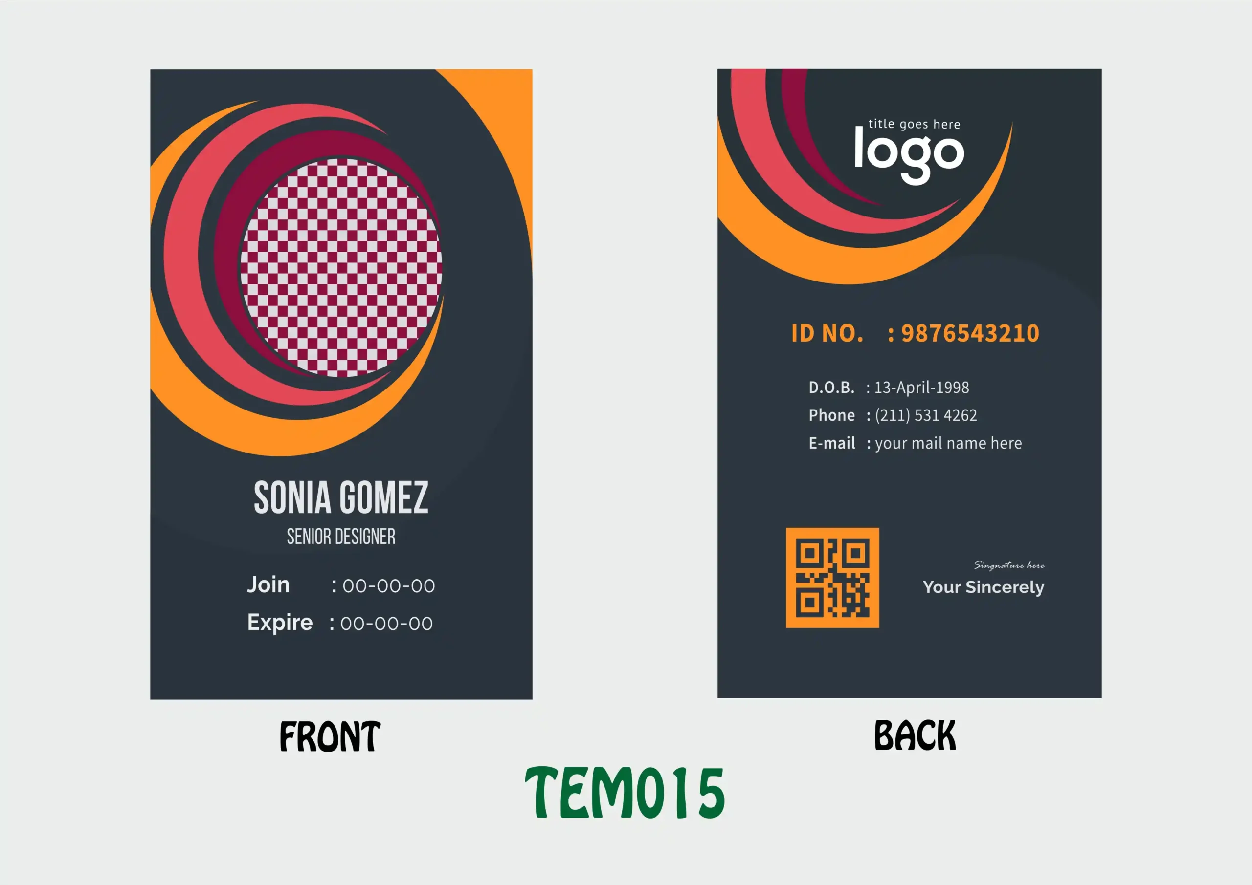 TEM015 ID Card - TEM015 - Image 1