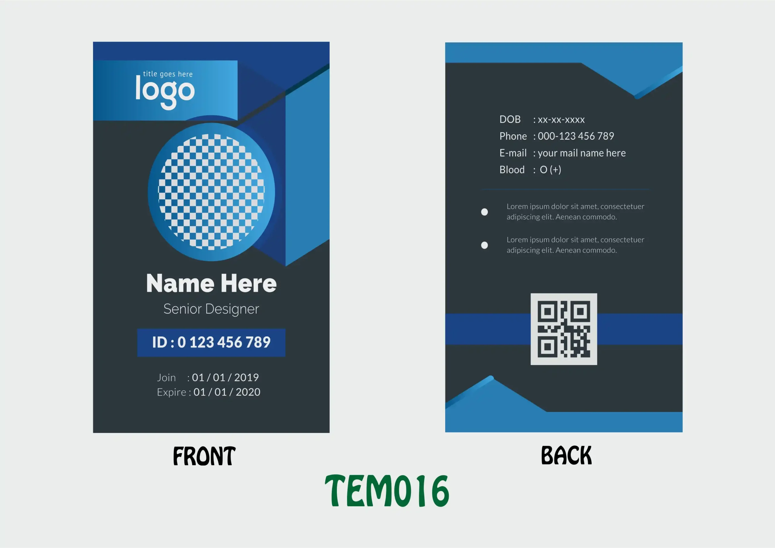 TEM016 ID Card - TEM016 - Image 1