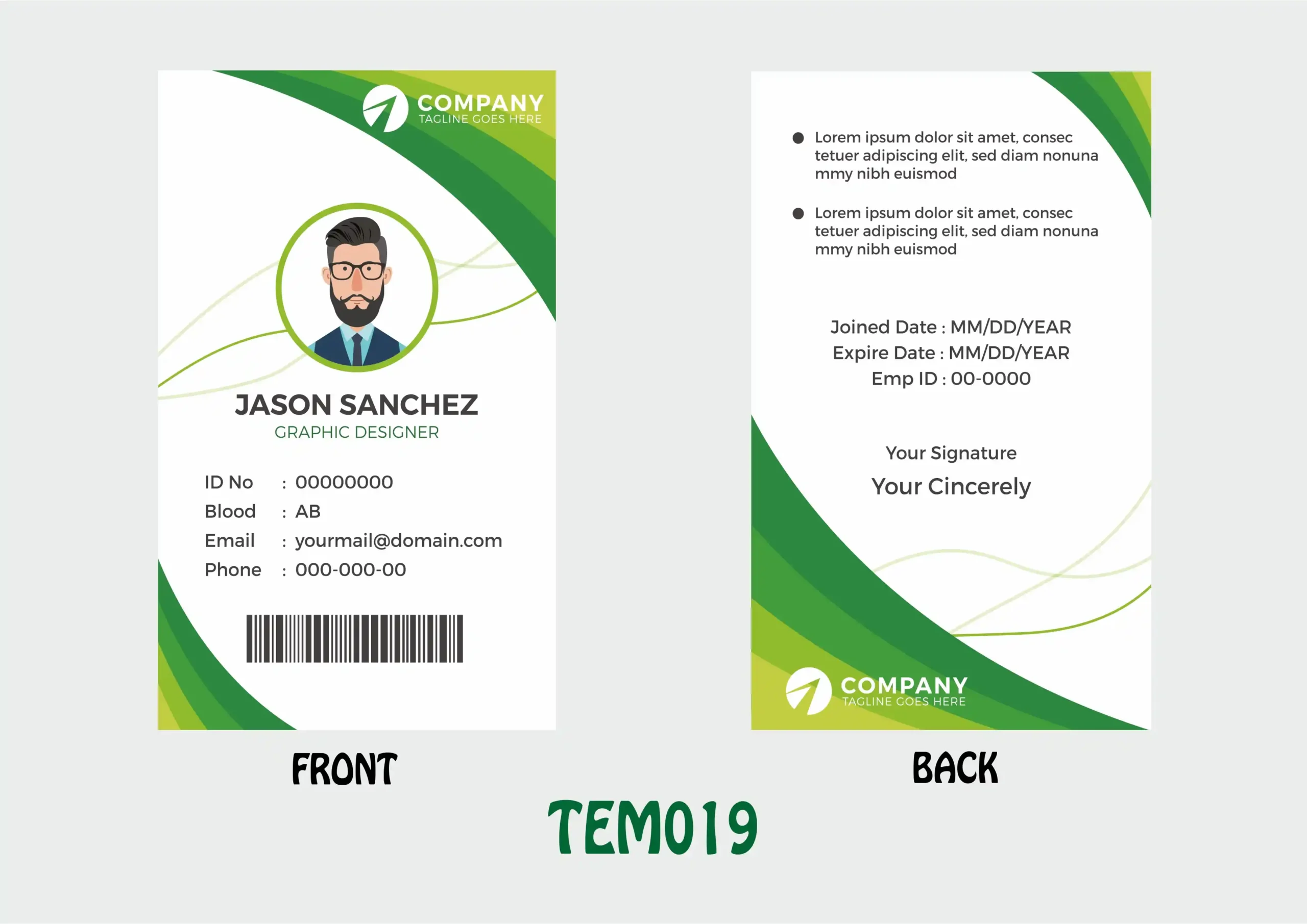 TEM019 ID Card - TEM019 - Image 1
