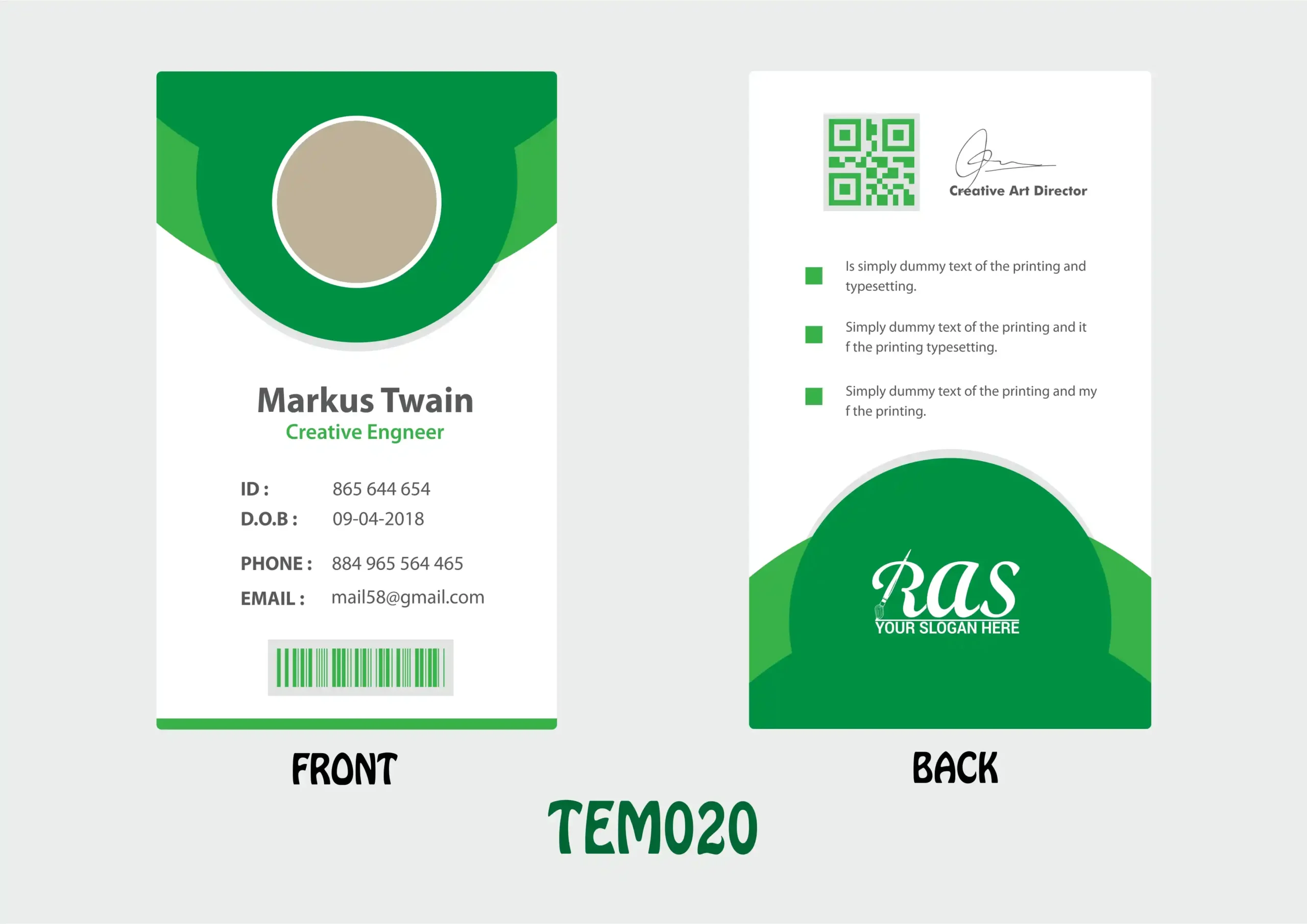 TEM020 ID Card - TEM020 - Image 1