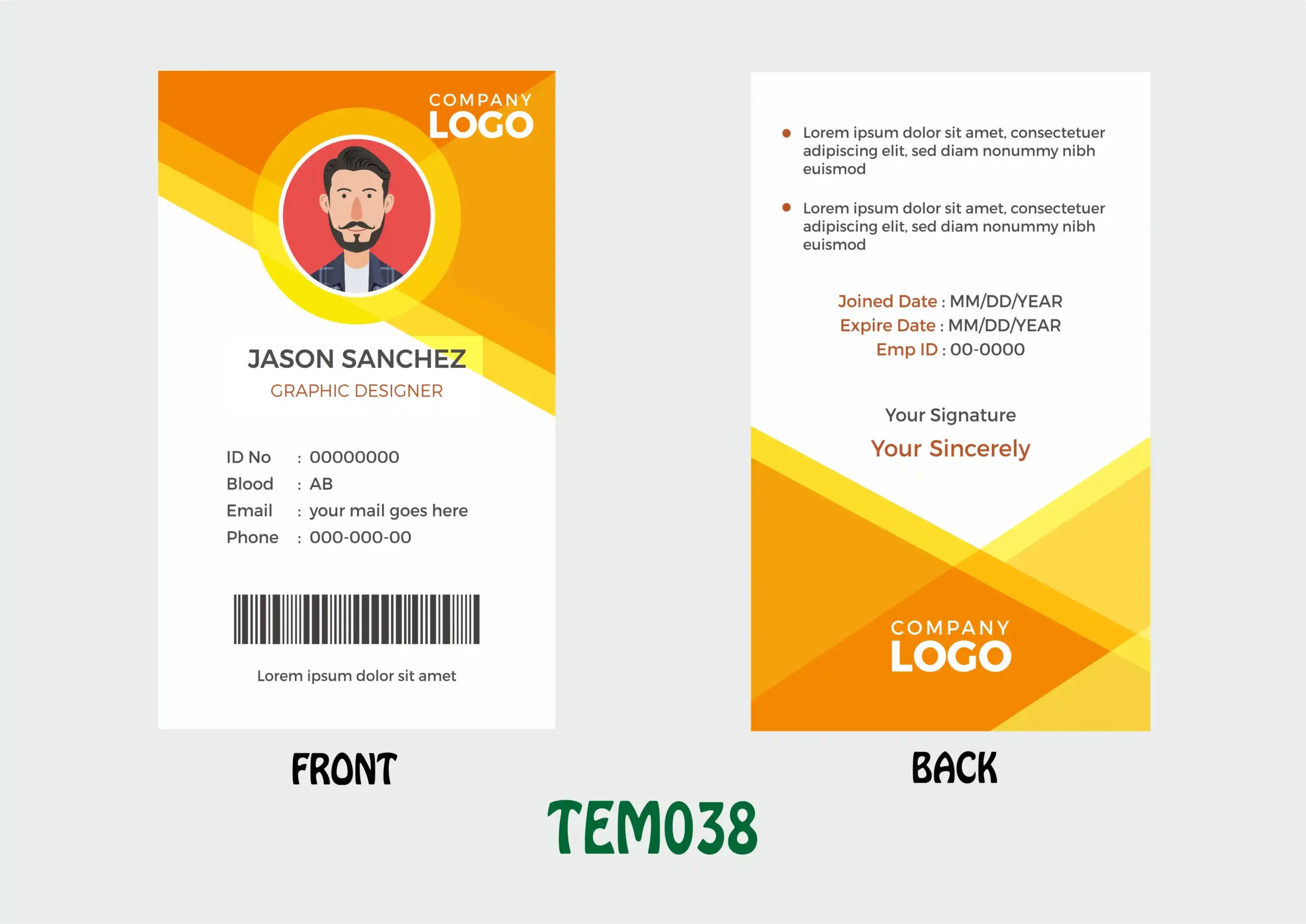 TEM038 ID Card - TEM038 - Image 1