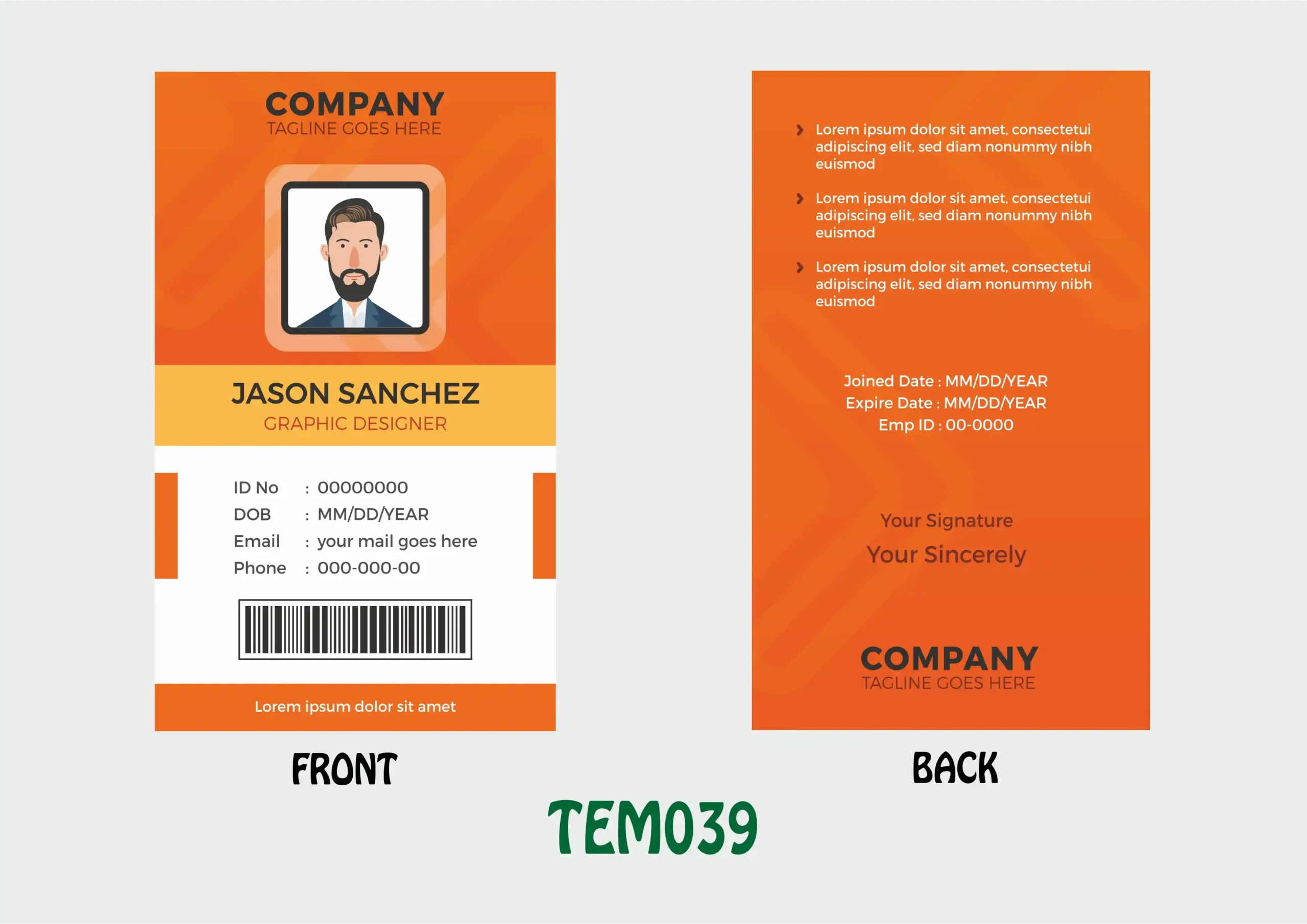 TEM039 ID Card - TEM039 - Image 1