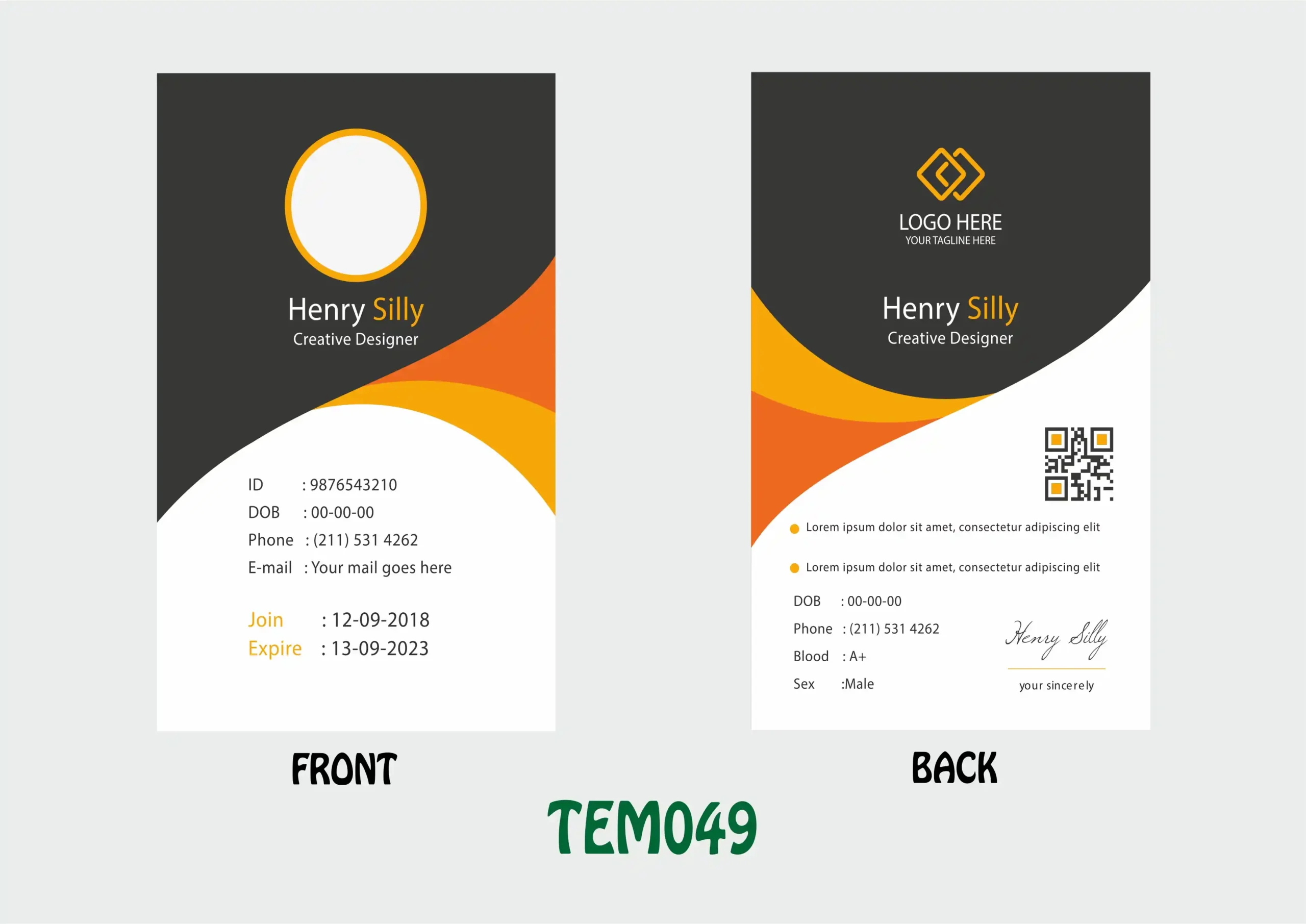 TEM049 ID Card - TEM049 - Image 1