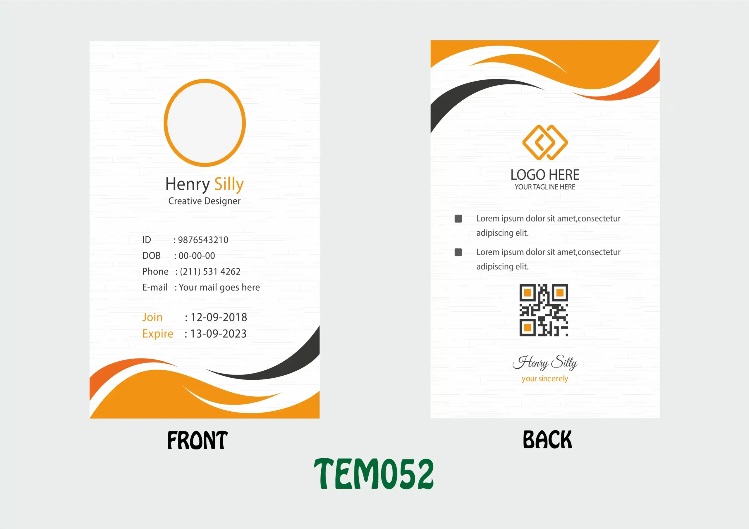 TEM052 ID Card - TEM052 - Image 1