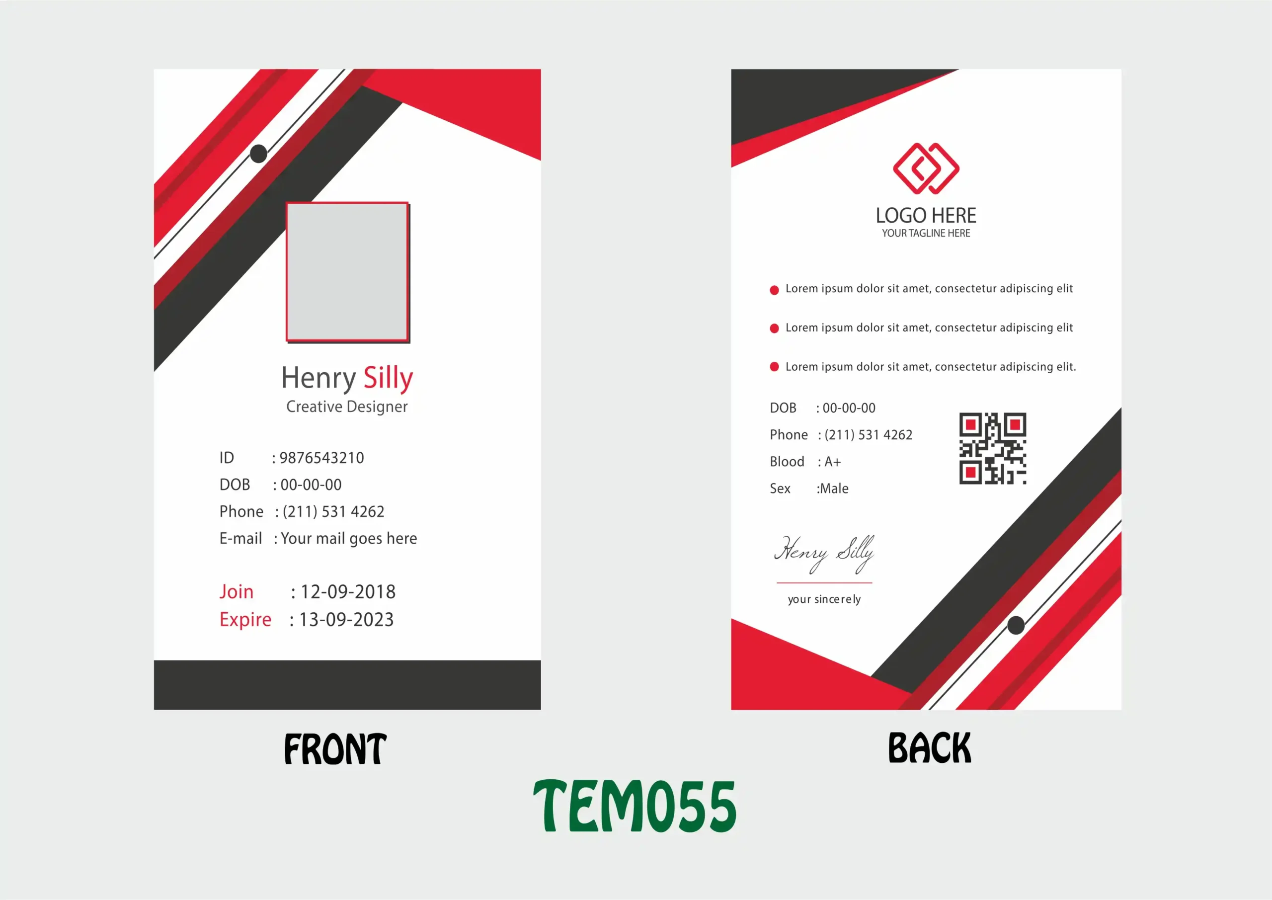 TEM055 ID Card - TEM055 - Image 1
