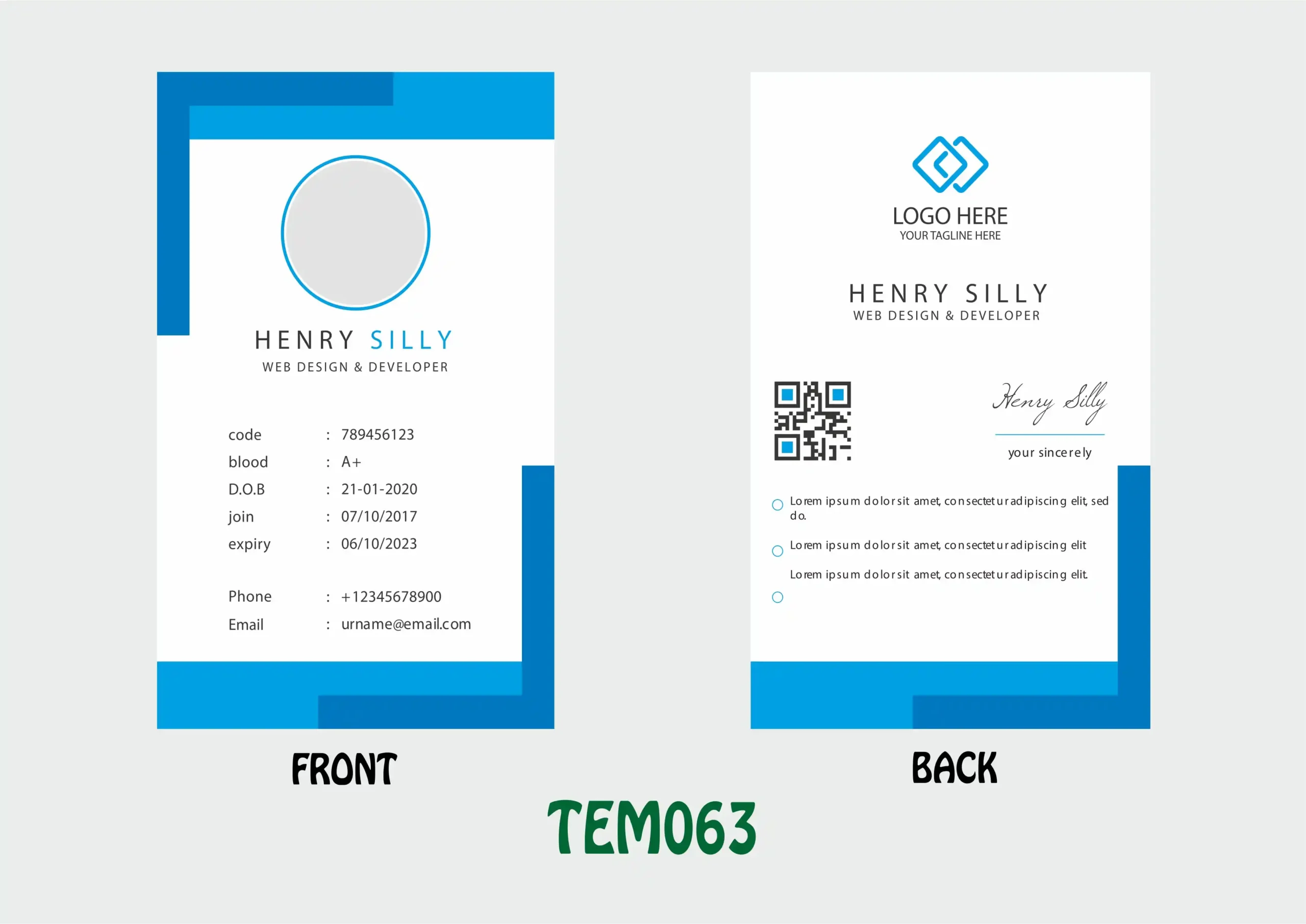 TEM063 ID Card - TEM063 - Image 1