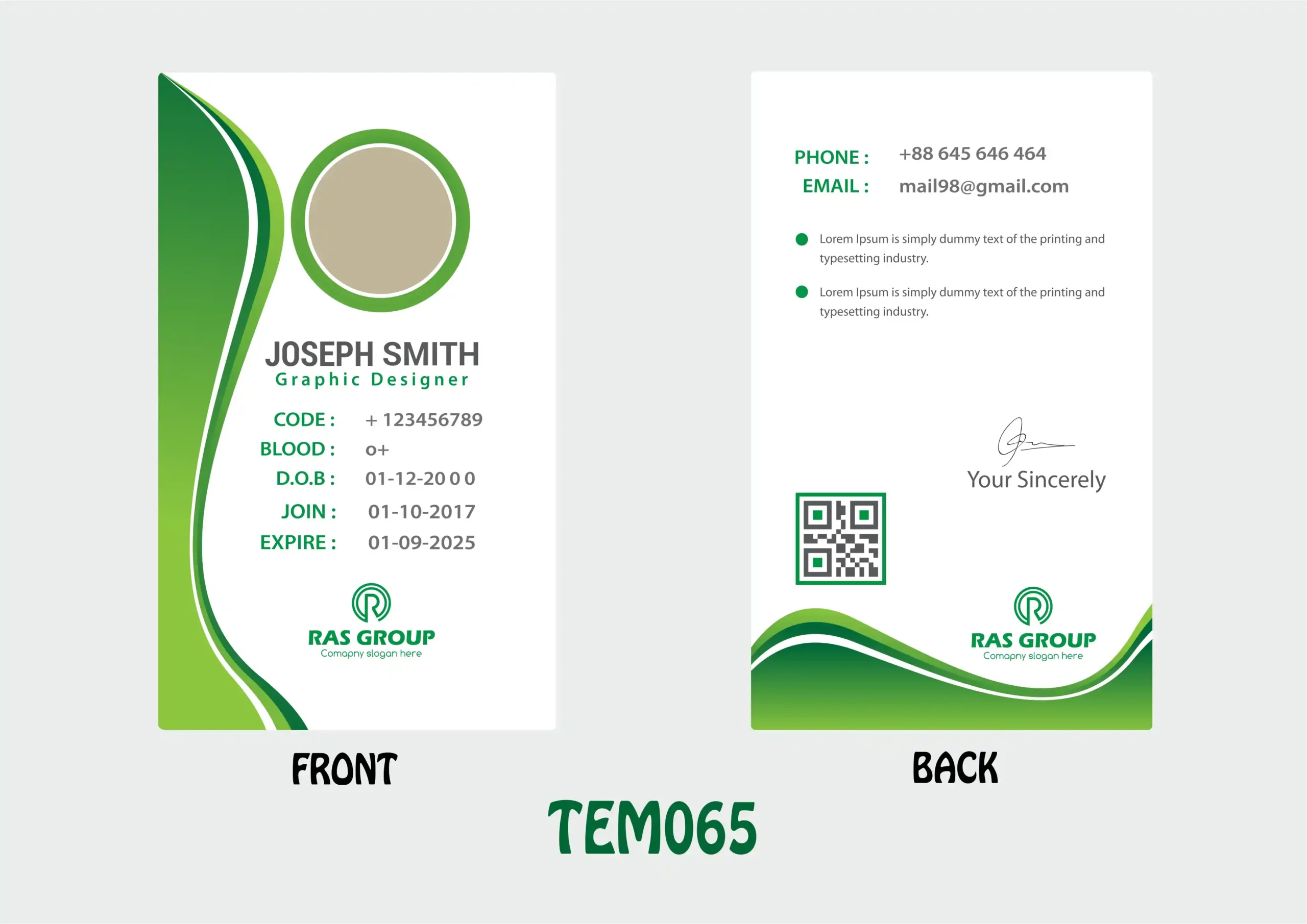 TEM065 ID Card - TEM065 - Image 1