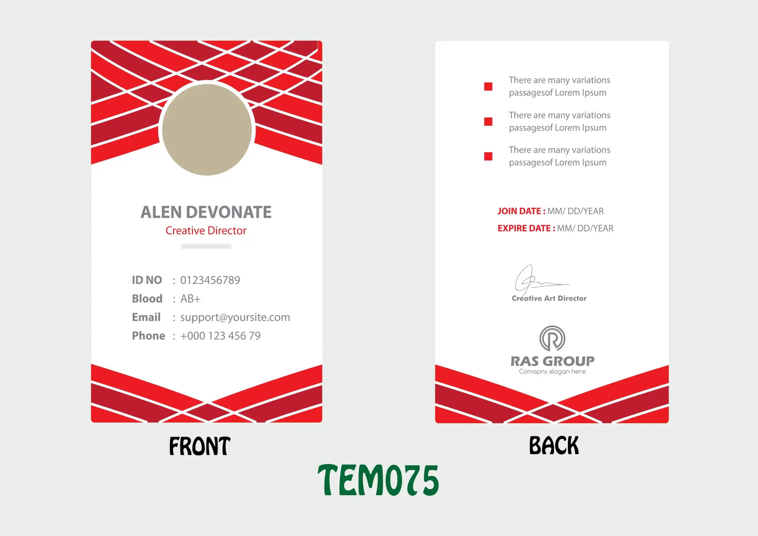 TEM075 ID Card - TEM075 - Image 1