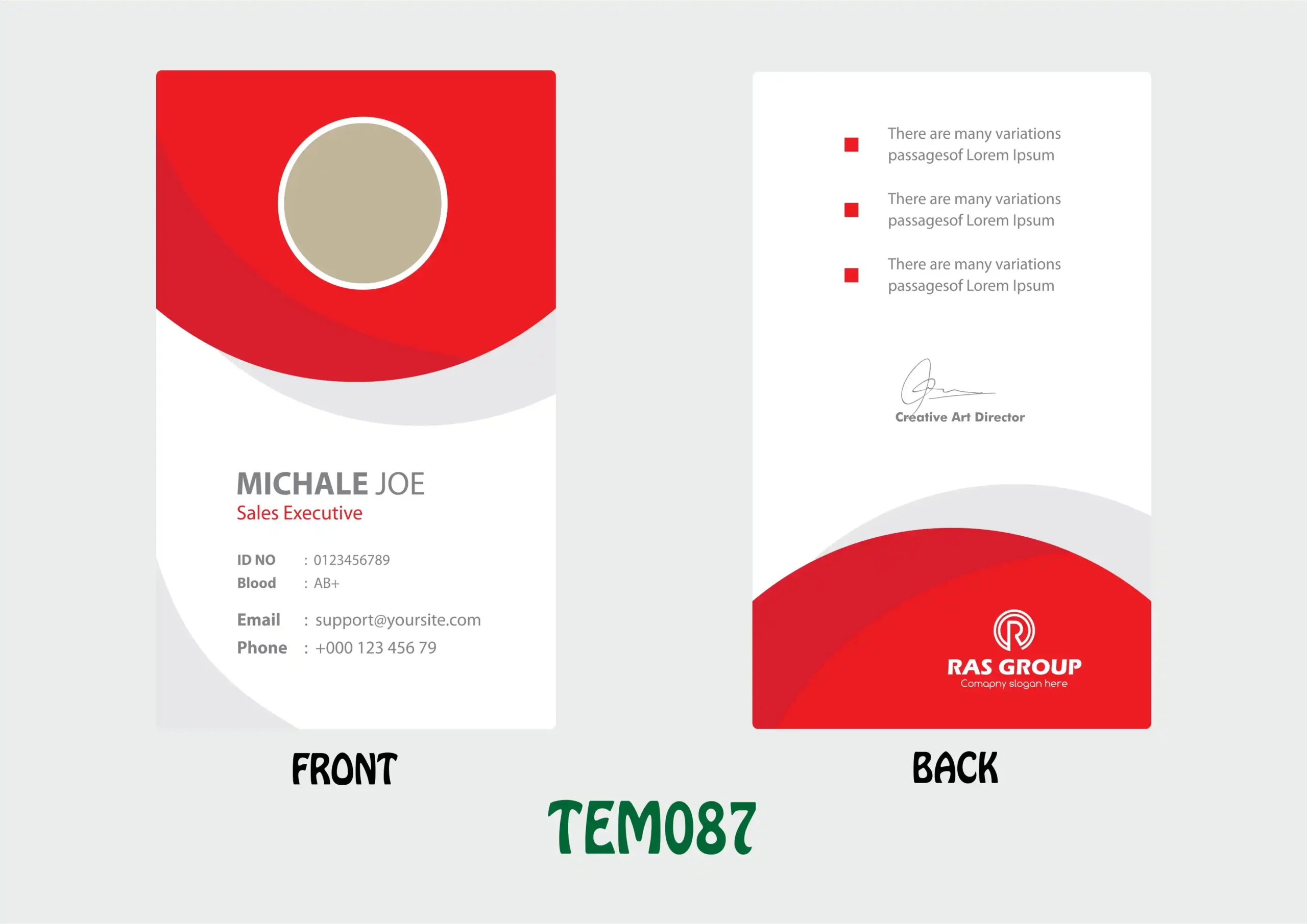 TEM087 ID Card - TEM087 - Image 1