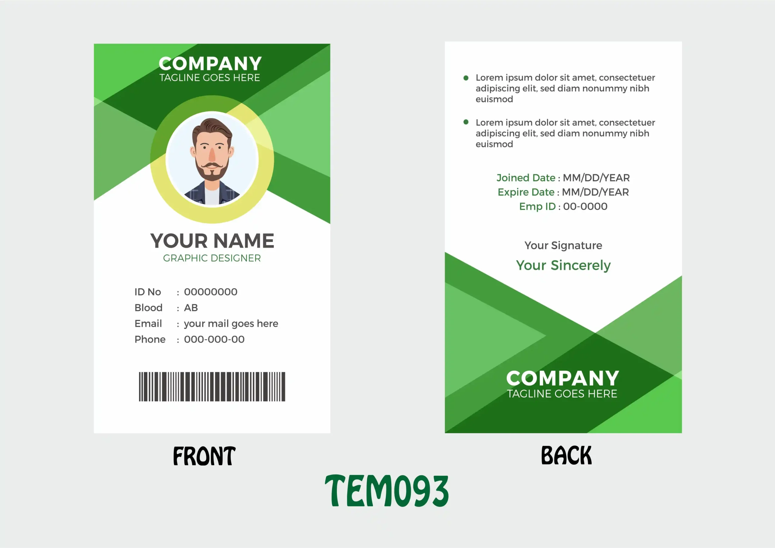 TEM093 ID Card - TEM093 - Image 1