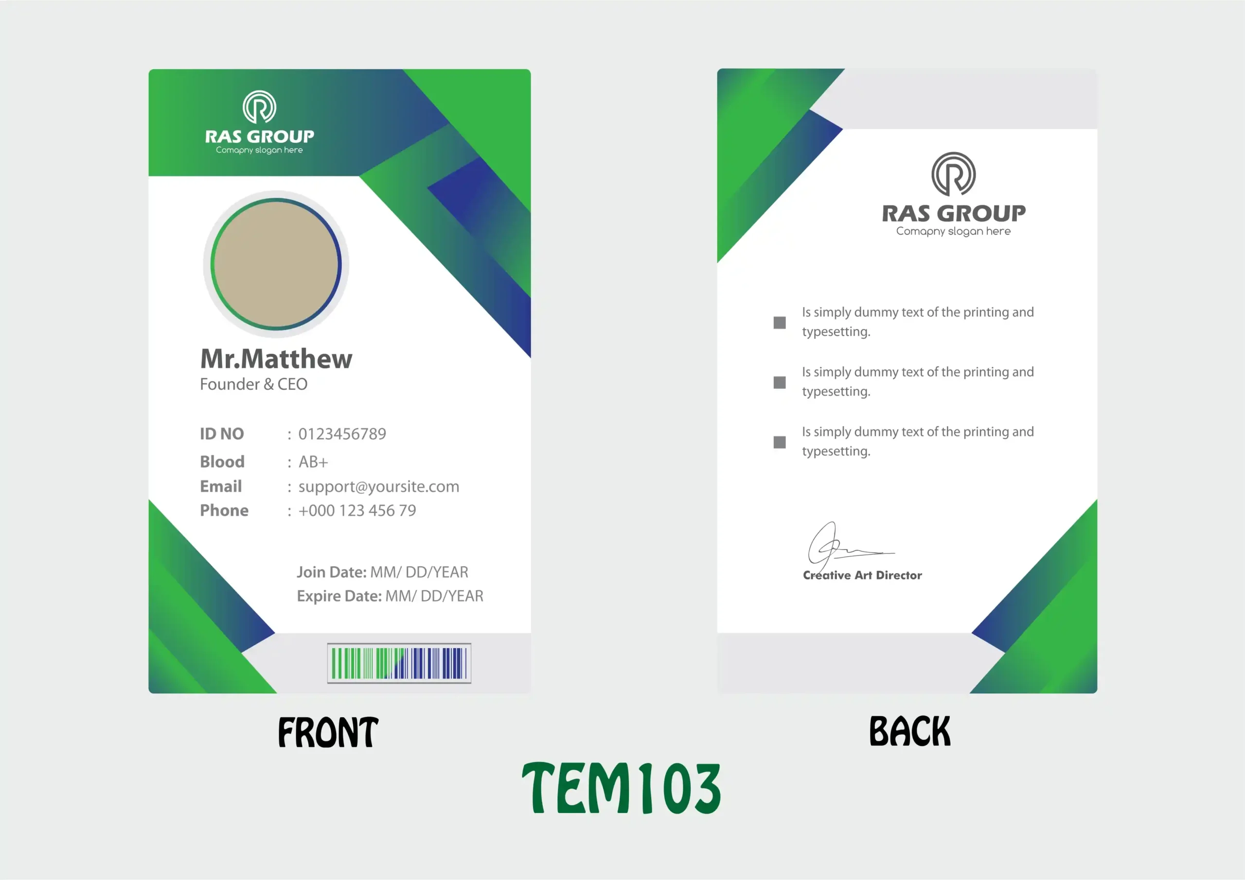 TEM103 ID Card - TEM103 - Image 1