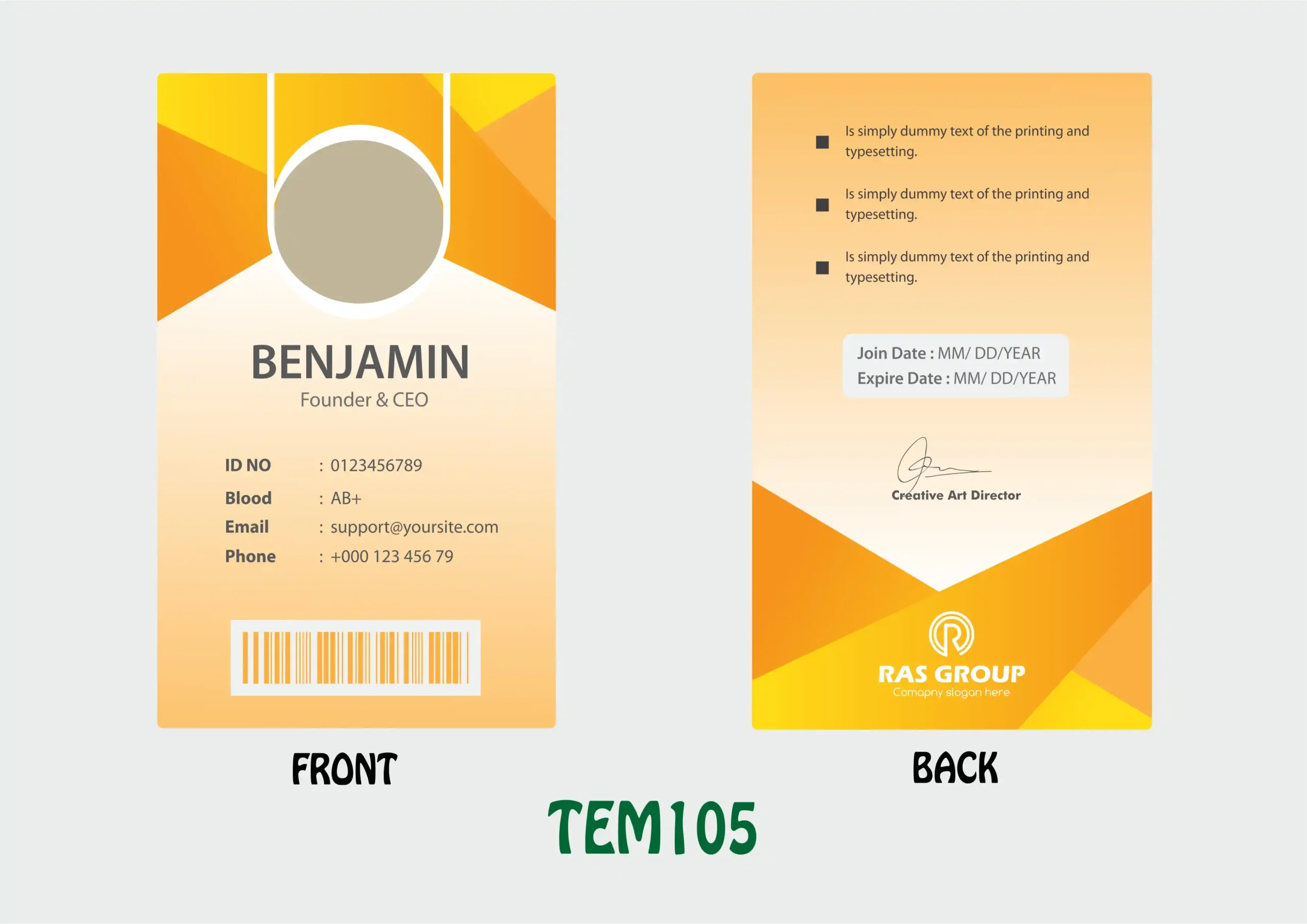 TEM105 ID Card - TEM105 - Image 1
