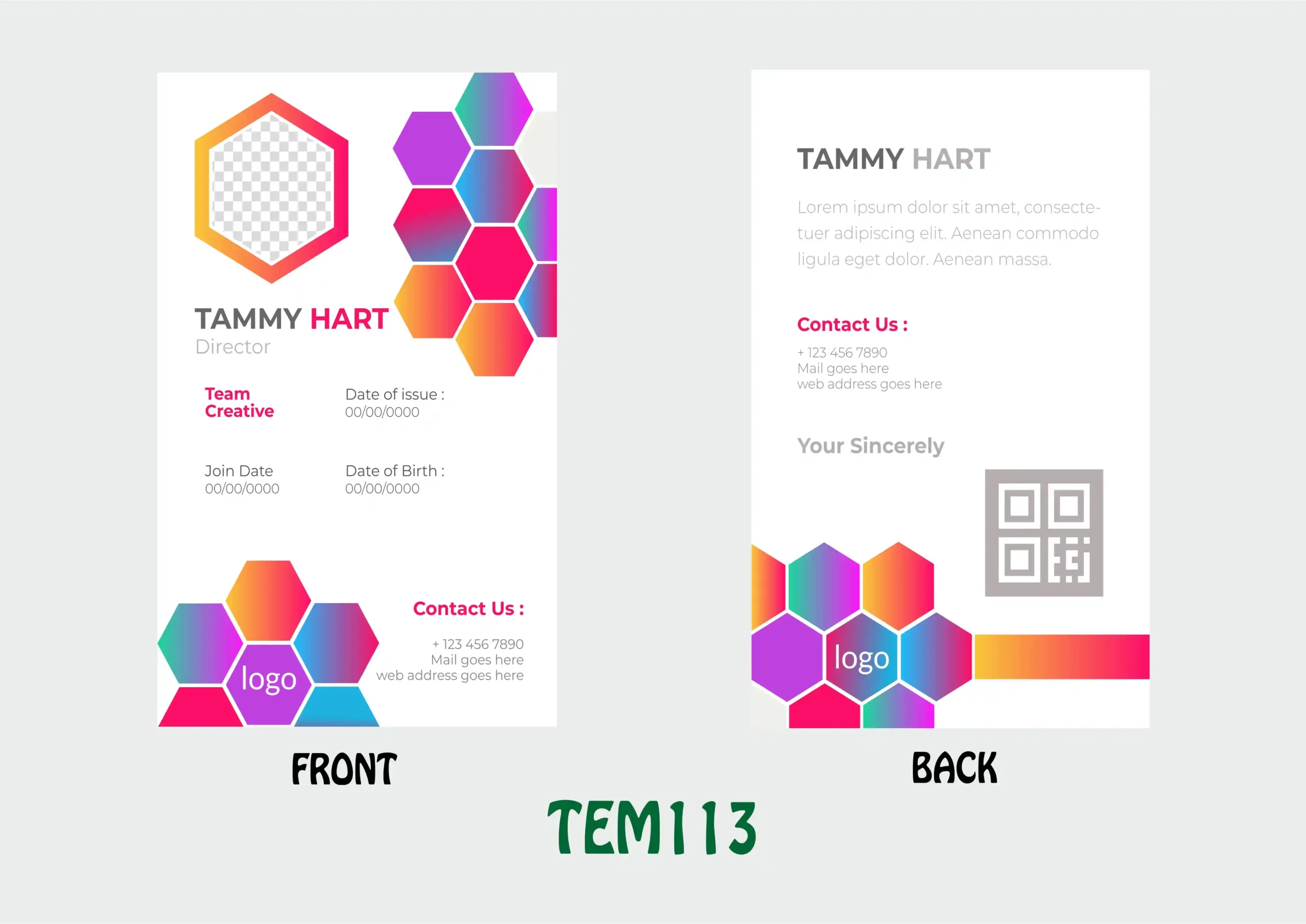 TEM113 ID Card - TEM113 - Image 1