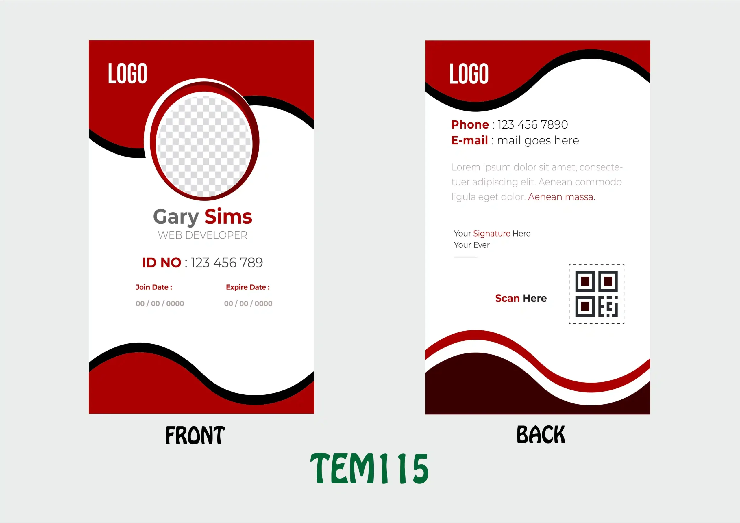 TEM115 ID Card - TEM115 - Image 1