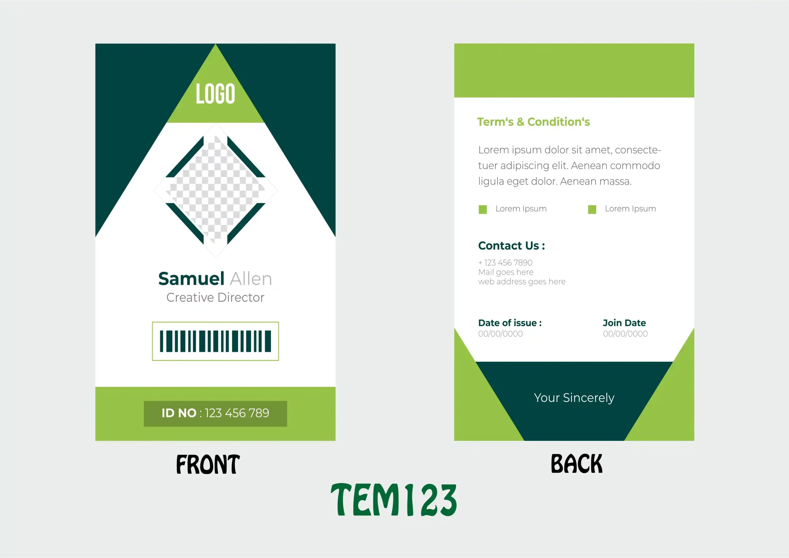 TEM123 ID Card - TEM123 - Image 1
