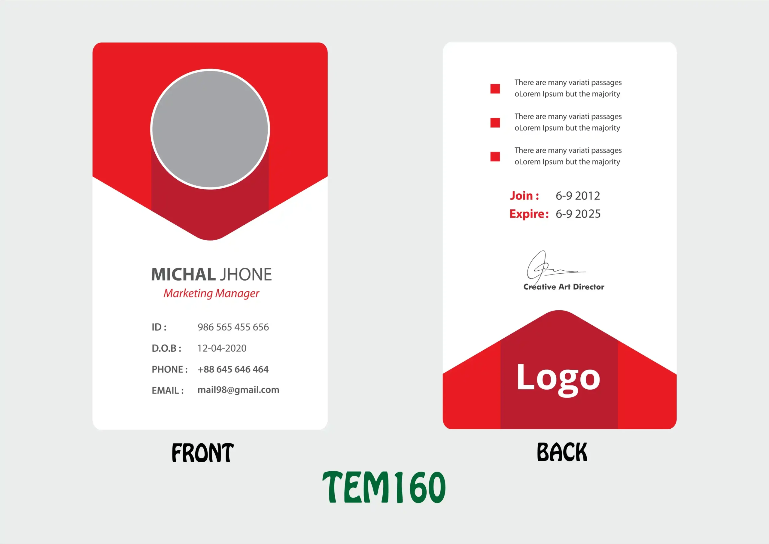 TEM160 ID Card - TEM160 - Image 1