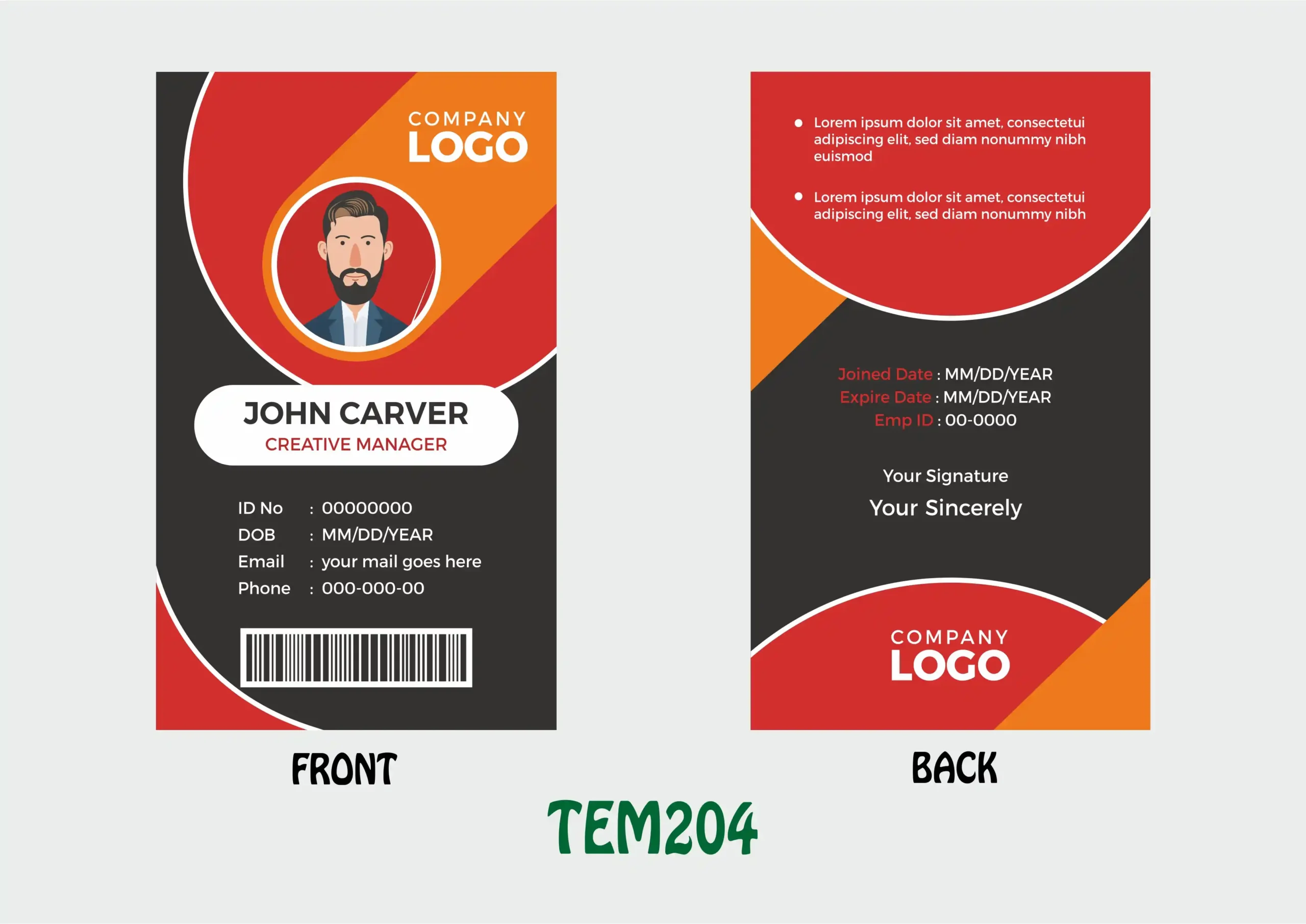 TEM204 ID Card - TEM204 - Image 1