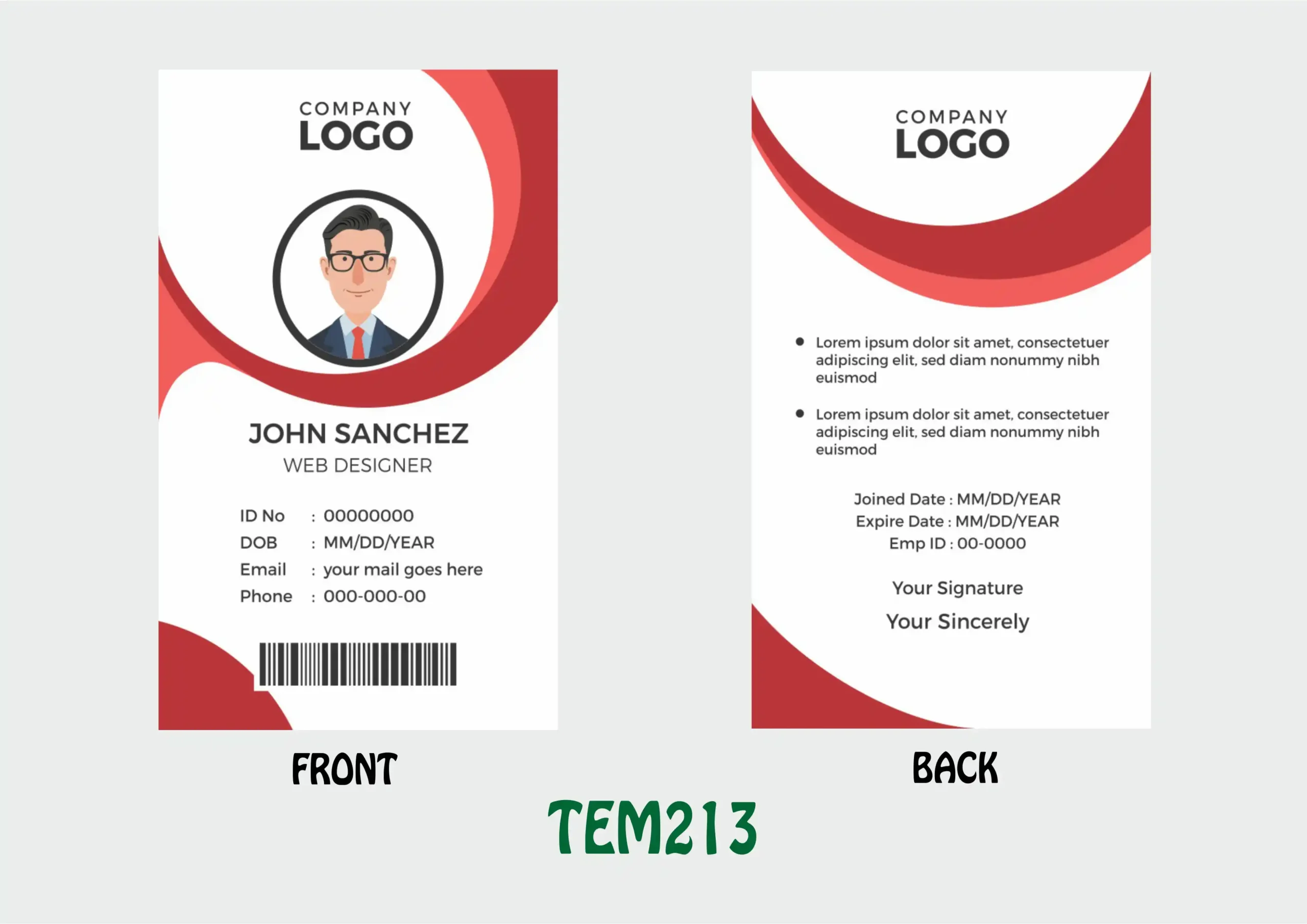 TEM213 ID Card - TEM213 - Image 1