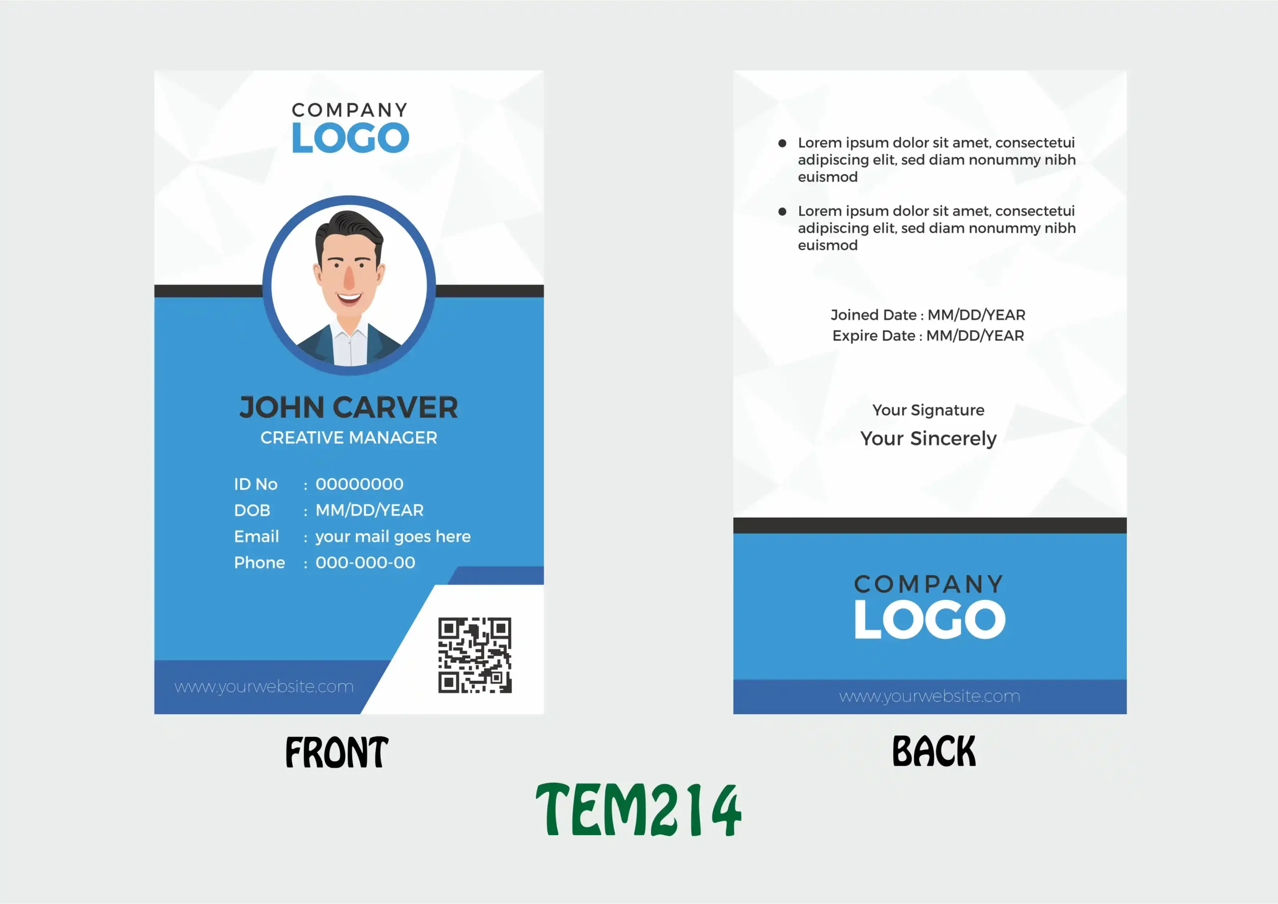 TEM214 ID Card - TEM214 - Image 1