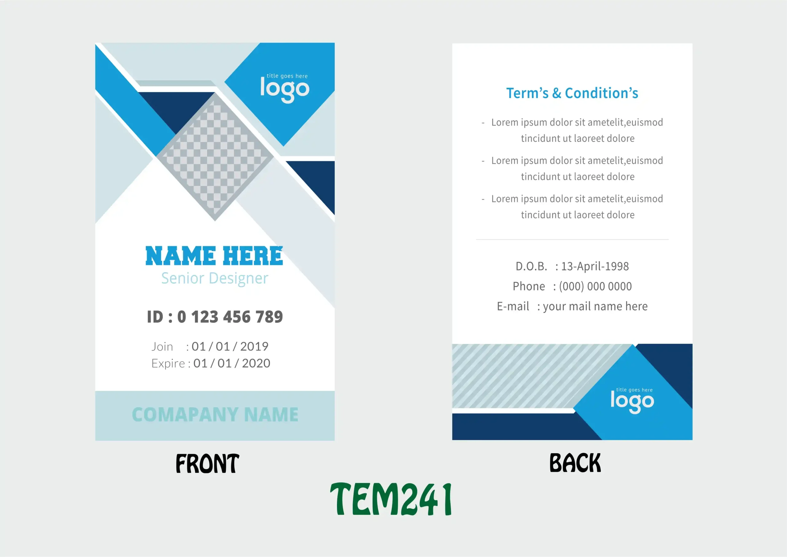 TEM241 ID Card - TEM241 - Image 1