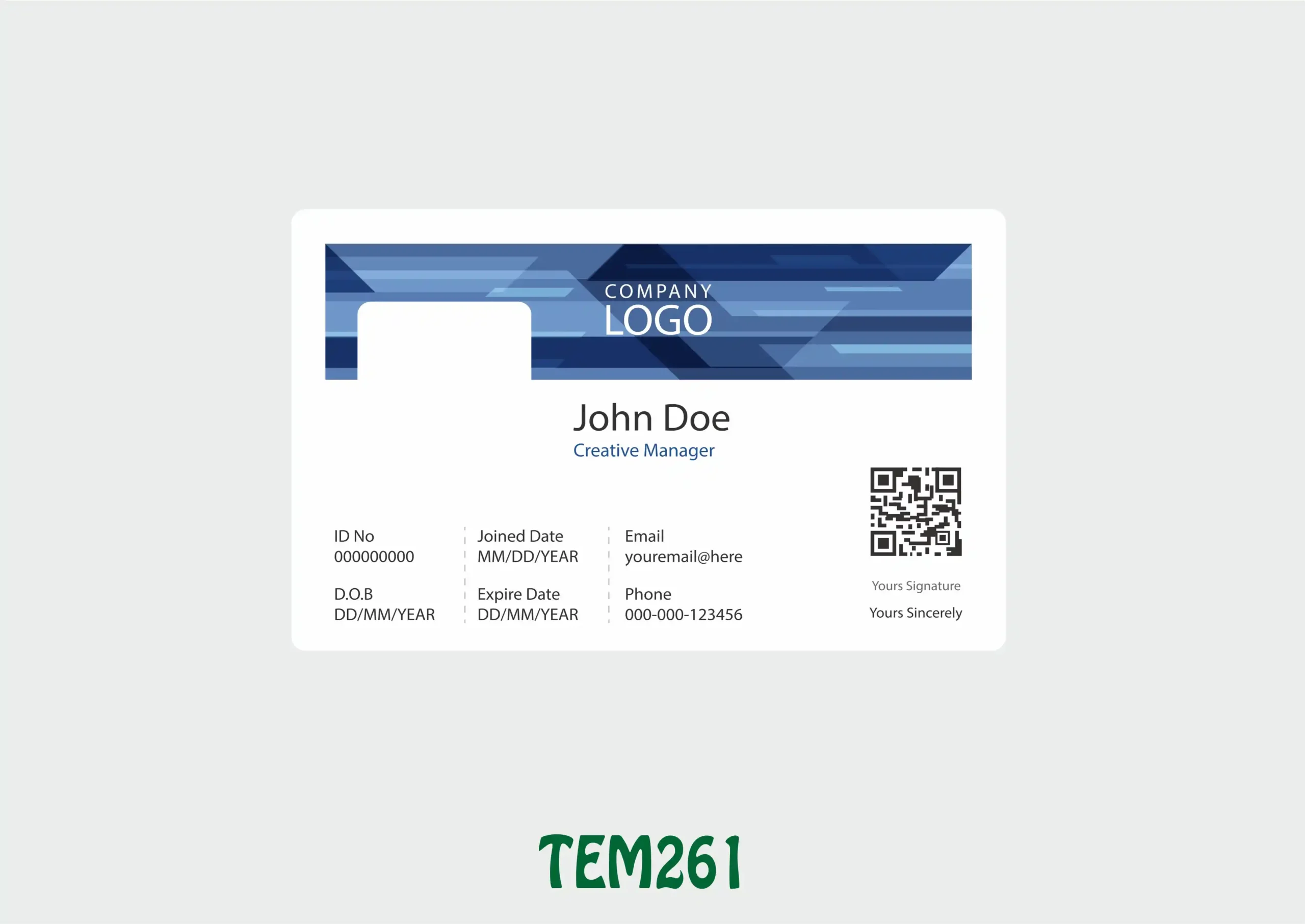 TEM261 ID Card - TEM261 - Image 1
