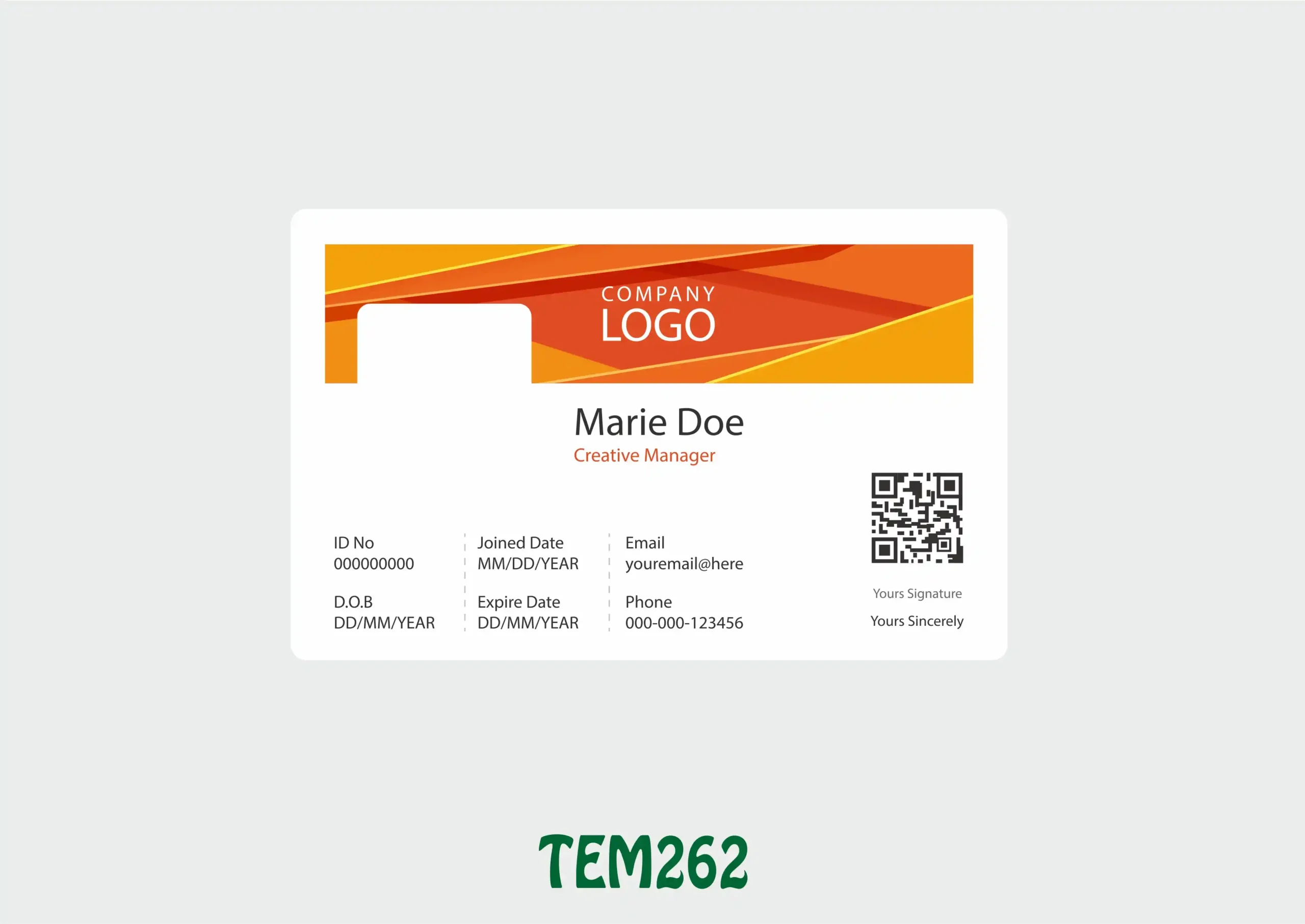 TEM262 ID Card - TEM262 - Image 1